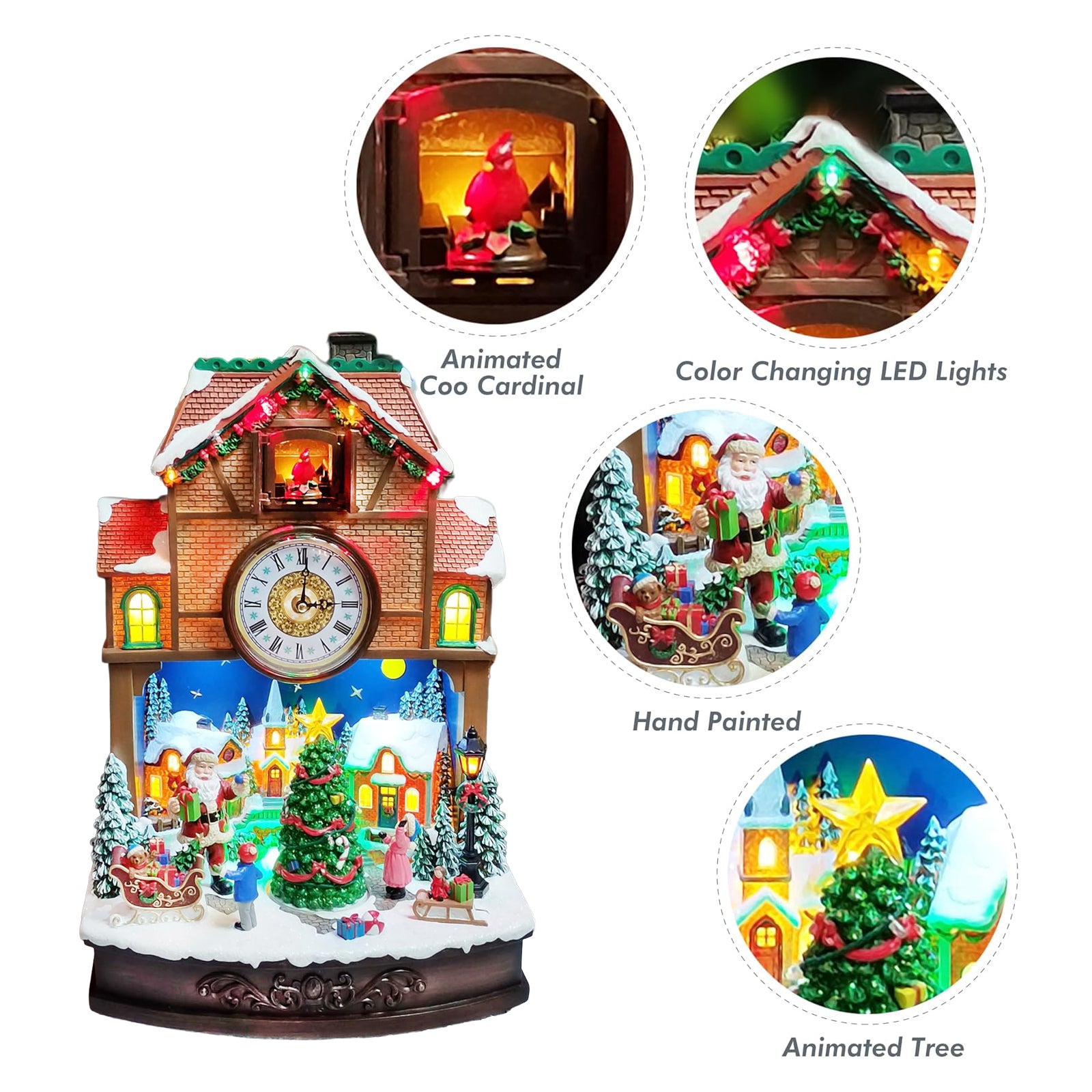 Cuckoo Clock Animated Santa Tree Scene Christmas Village