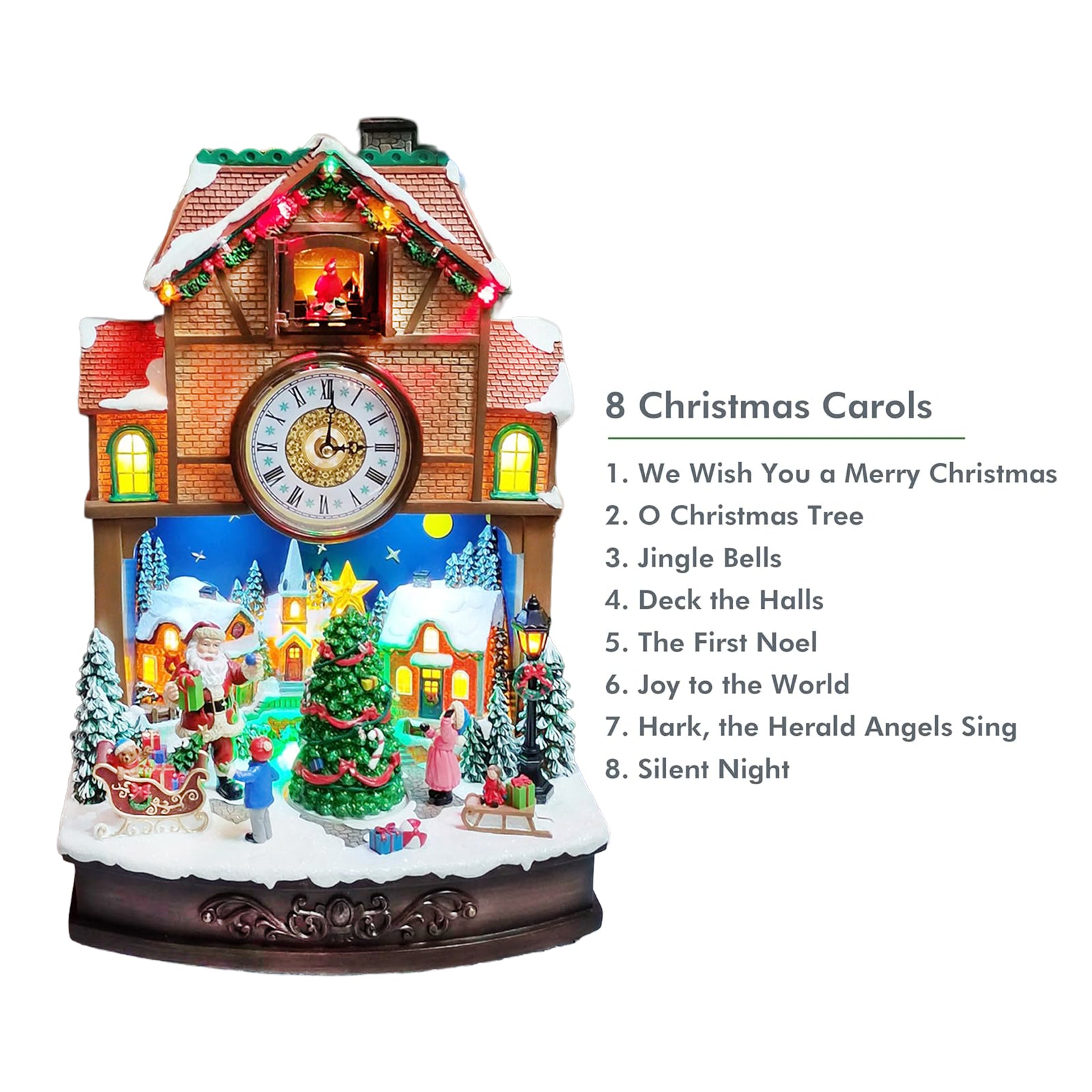 Cuckoo Clock Animated Santa Tree Scene Christmas Village