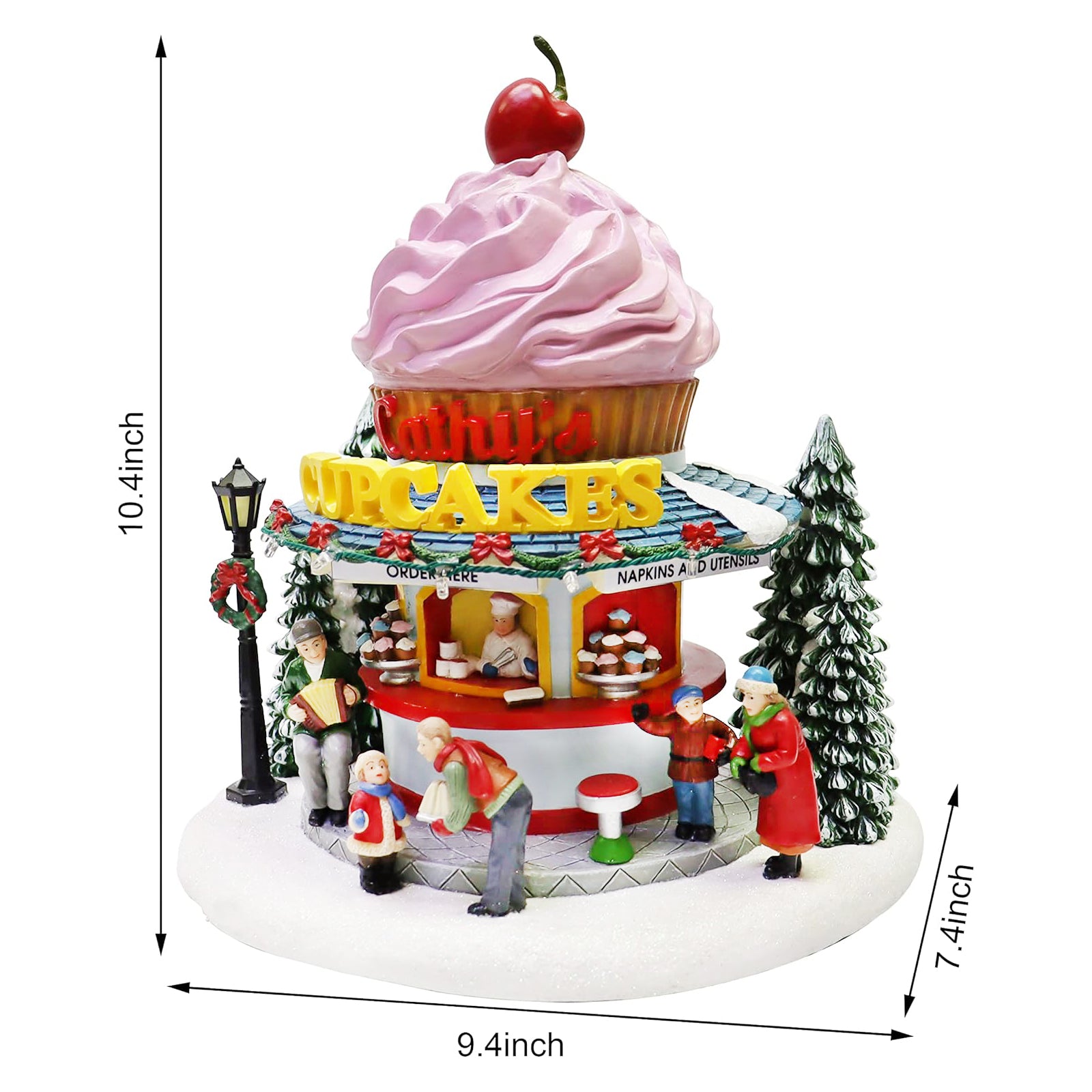 Cupcake Shop Christmas Village LED Lighted Bakery Scene
