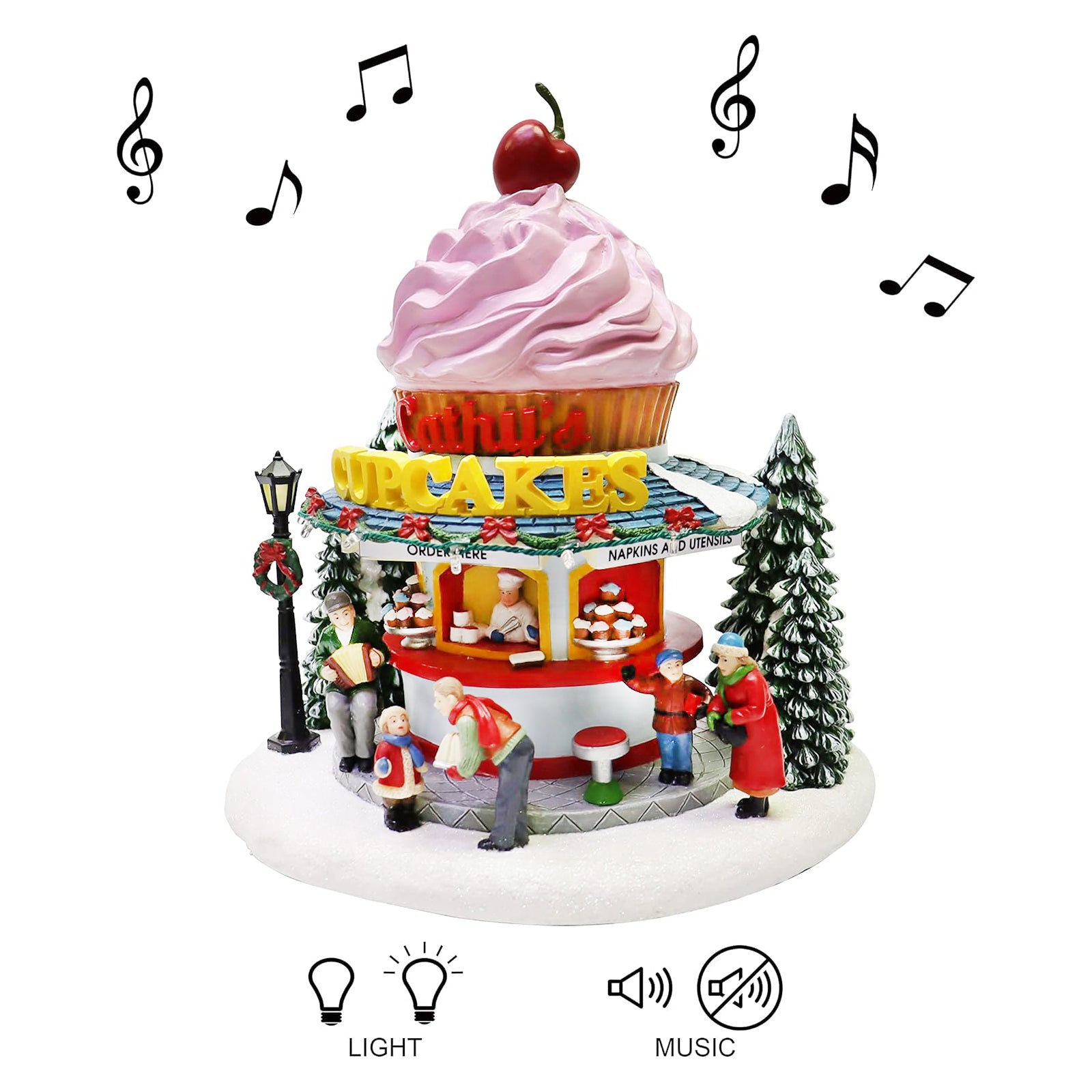 Cupcake Shop Christmas Village LED Lighted Bakery Scene