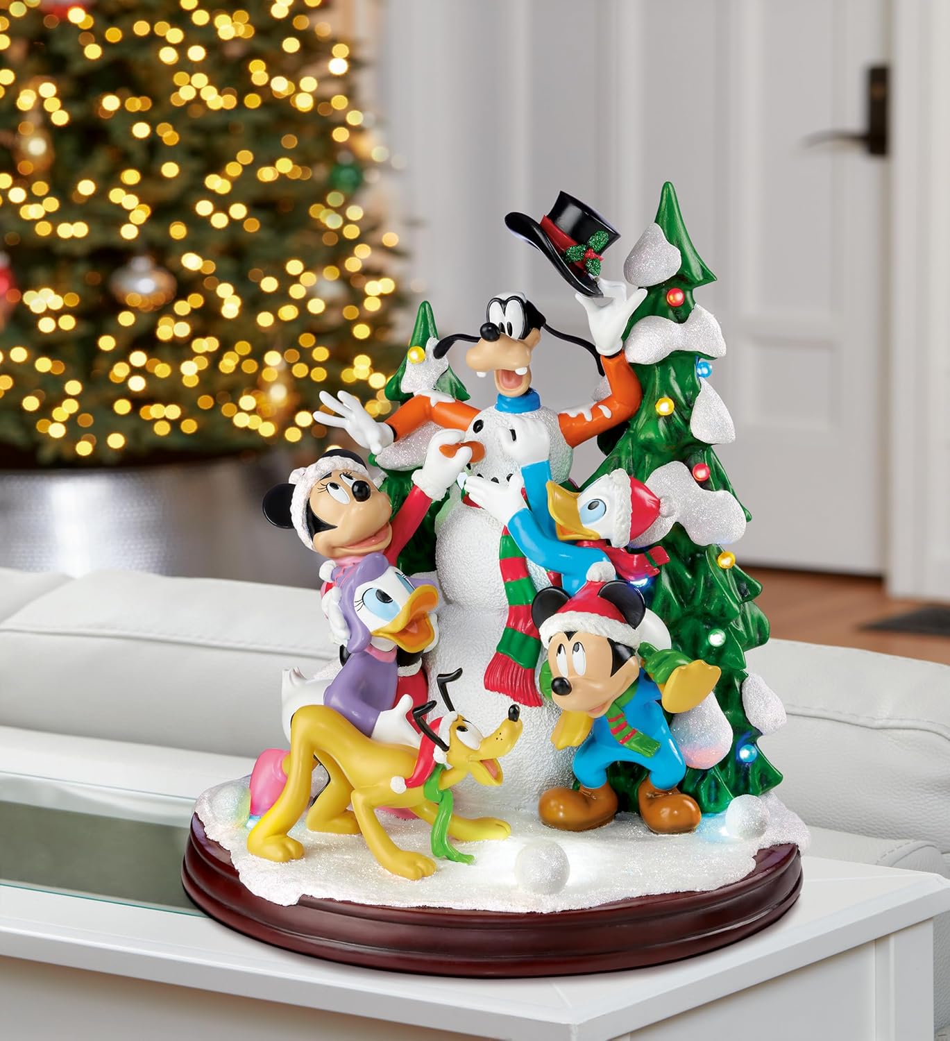 Disney Characters Building a Snowman 15.5” LED Musical Holiday Decoration Timer