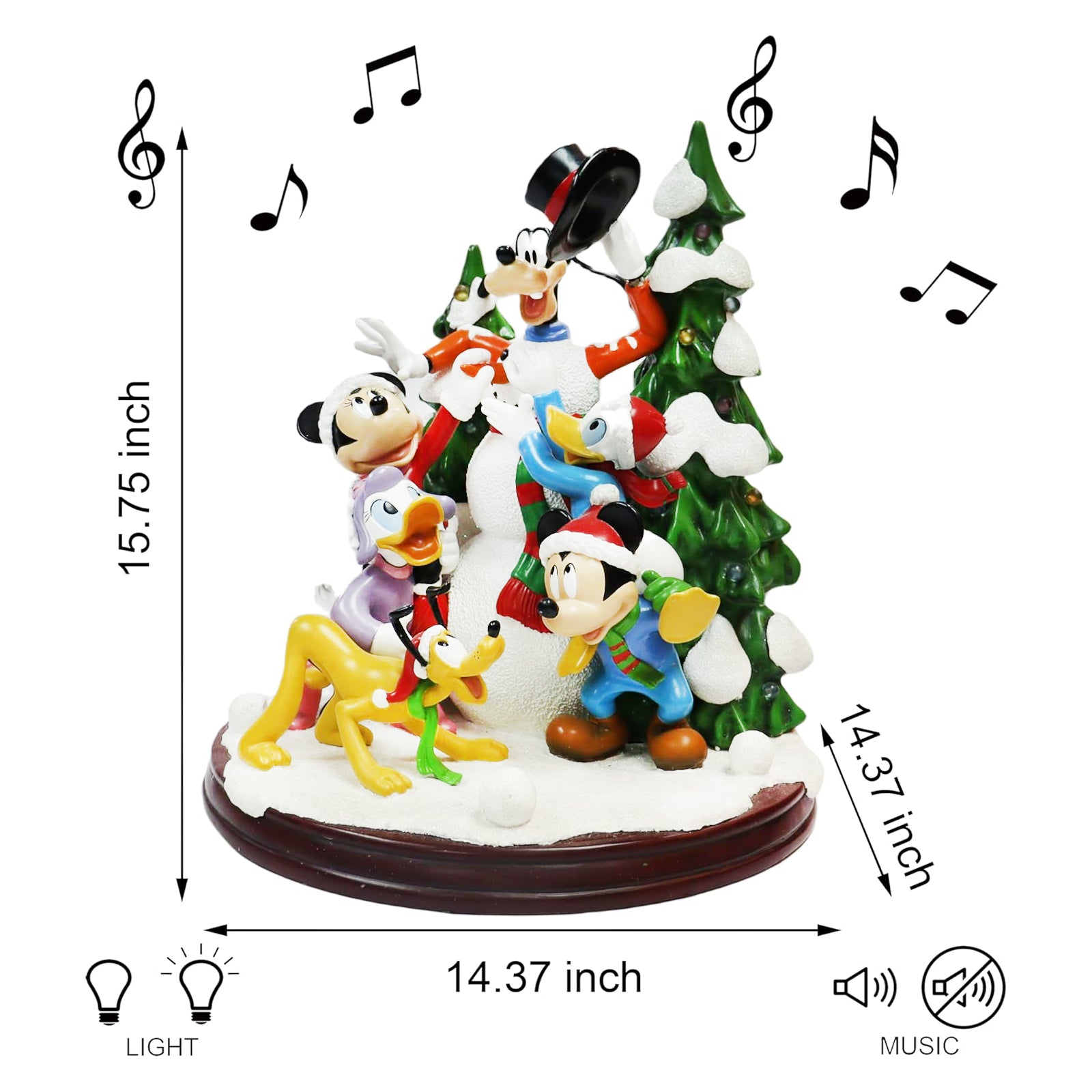Disney Characters Building a Snowman 15.5” LED Musical Holiday Decoration Timer