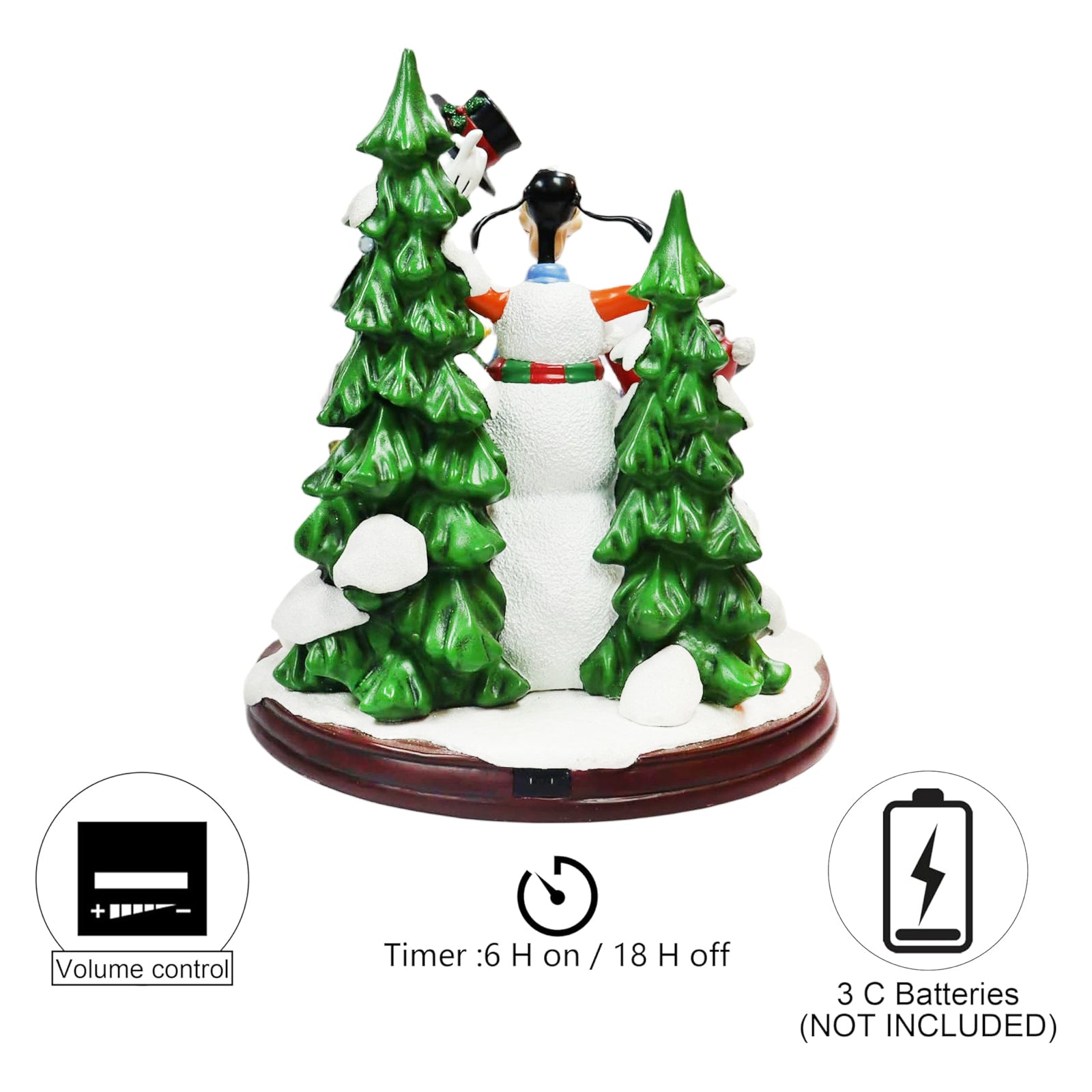 Disney Characters Building a Snowman 15.5” LED Musical Holiday Decoration Timer