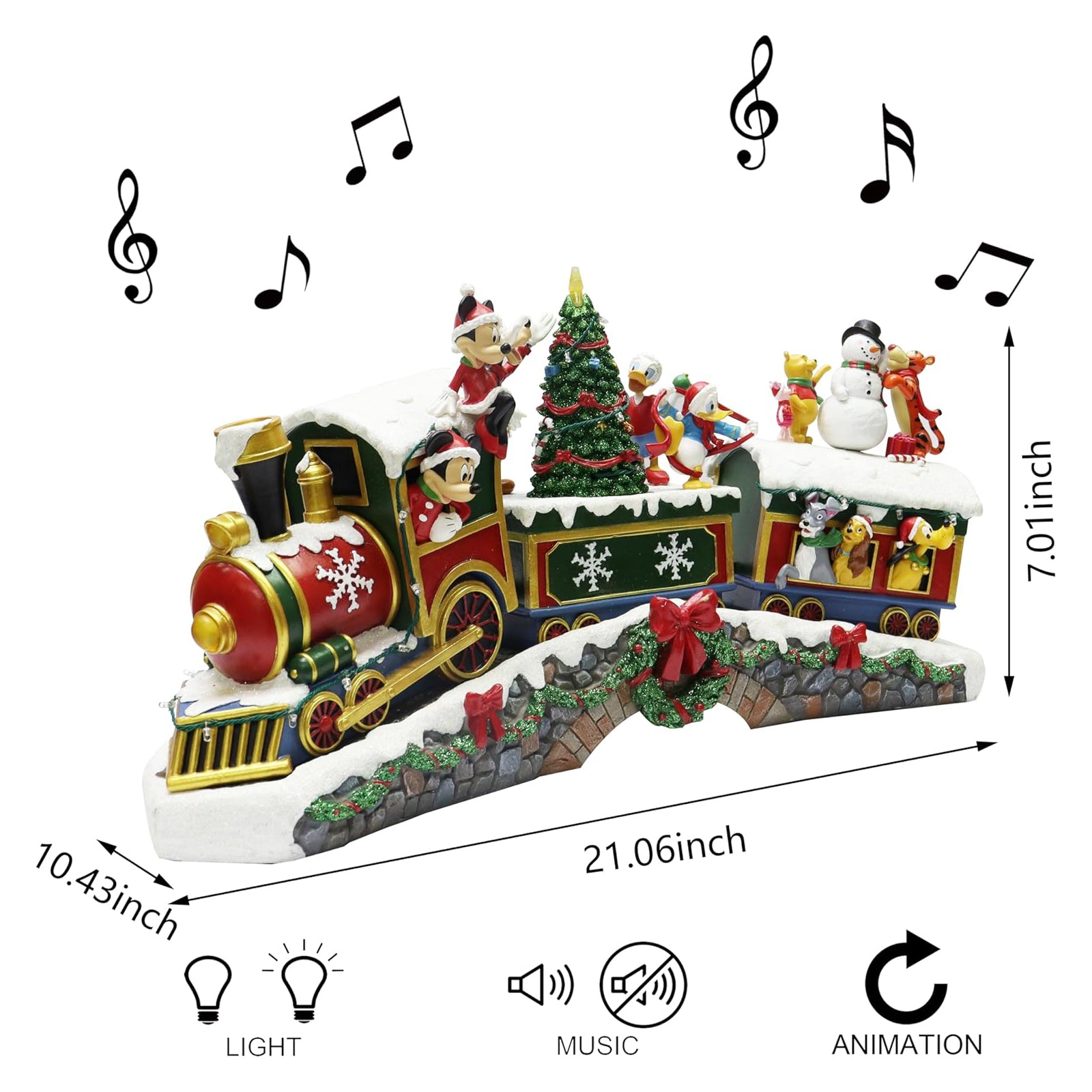Disney Characters Christmas Train Christmas Village Animated LED Train with Music