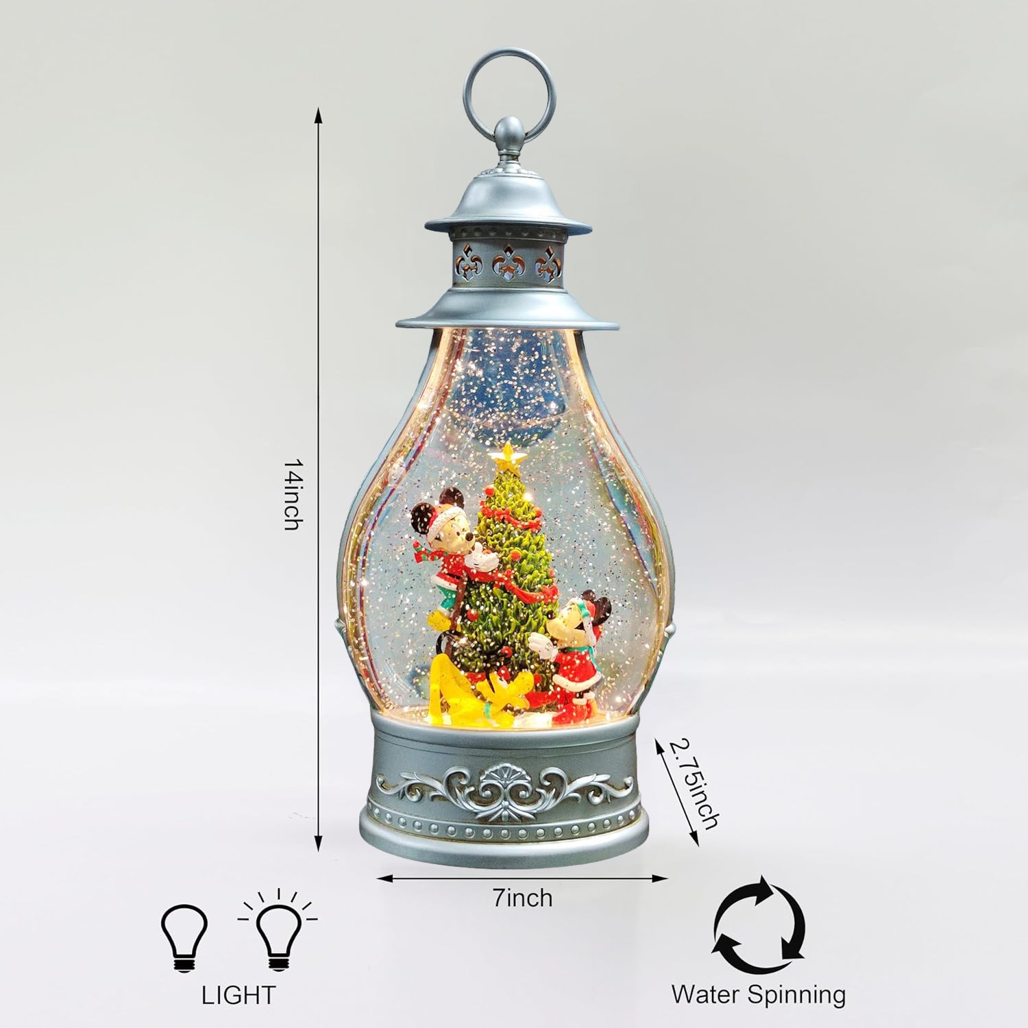 Disney Christmas Snow Globe Lantern with Mickey Minnie