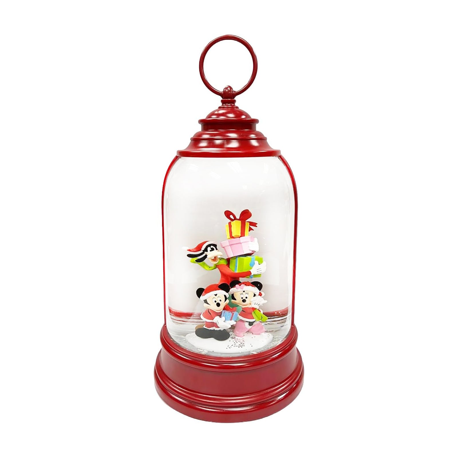 Disney Mickey Minnie Goofy Christmas Water Spinning Snow Globe Lantern with Glittering