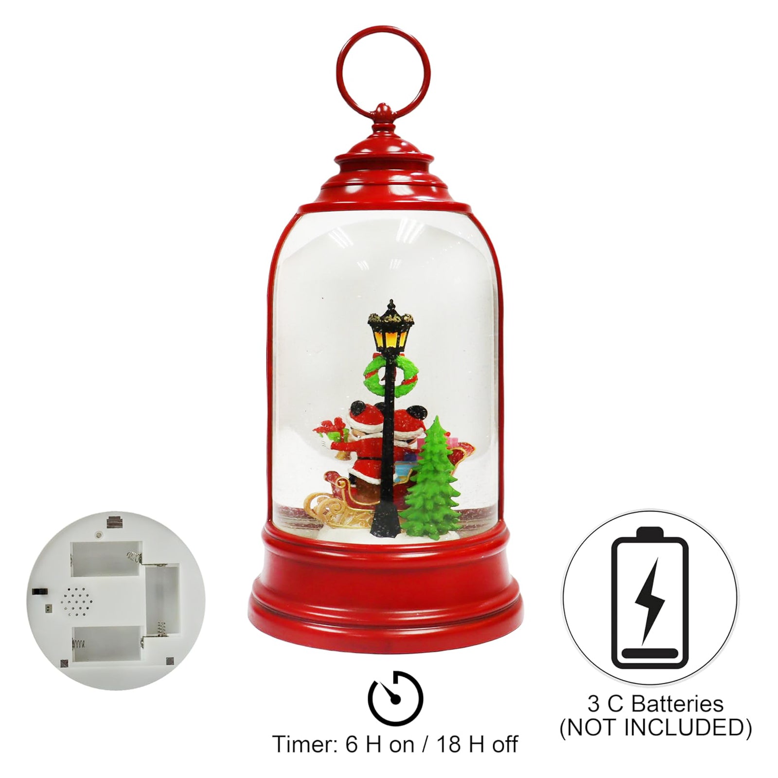 Disney Mickey Minnie Water Spinning Lantern LED Lighted Glitter Lamp Snow Globe