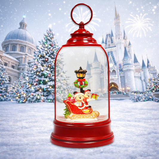 Disney Mickey Minnie Water Spinning Lantern LED Lighted Glitter Lamp Snow Globe