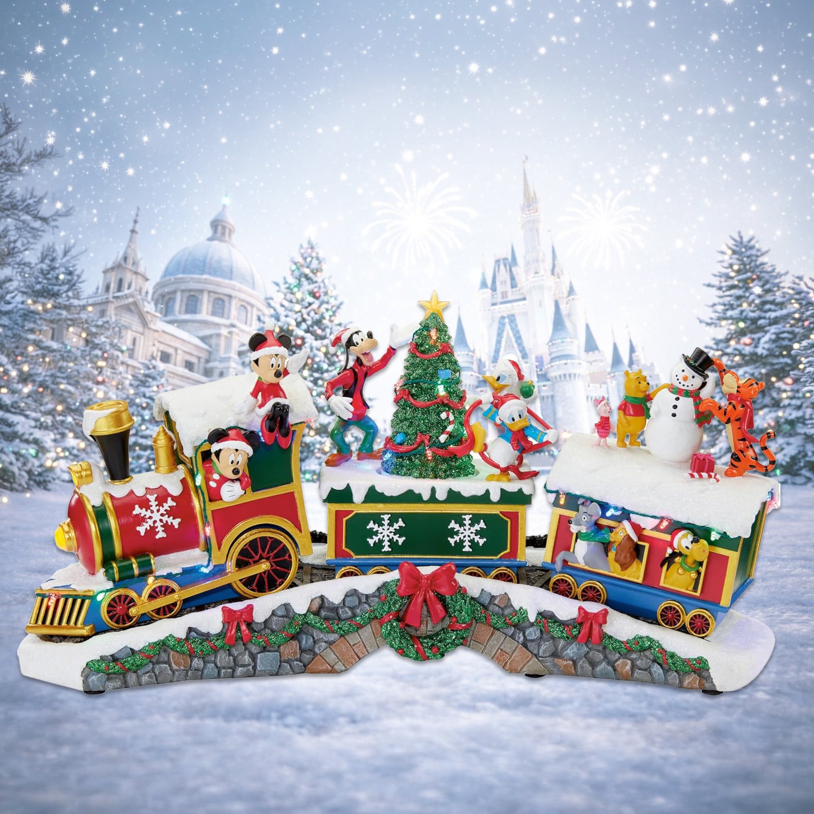 Disney Characters Christmas Train Christmas Village Animated LED Train with Music