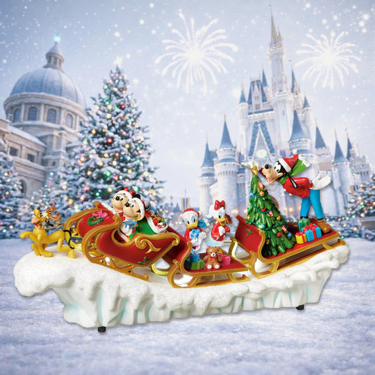 Disney Sleigh Ride Christmas Decoration 18” Hand-Painted Figurine