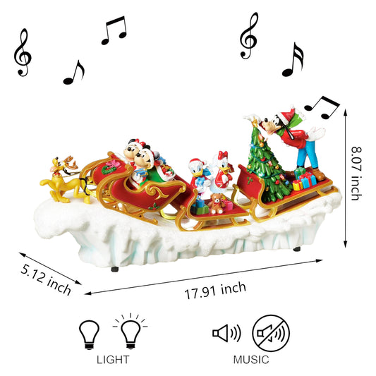 Disney Sleigh Ride Christmas Decoration 18” Hand-Painted Figurine