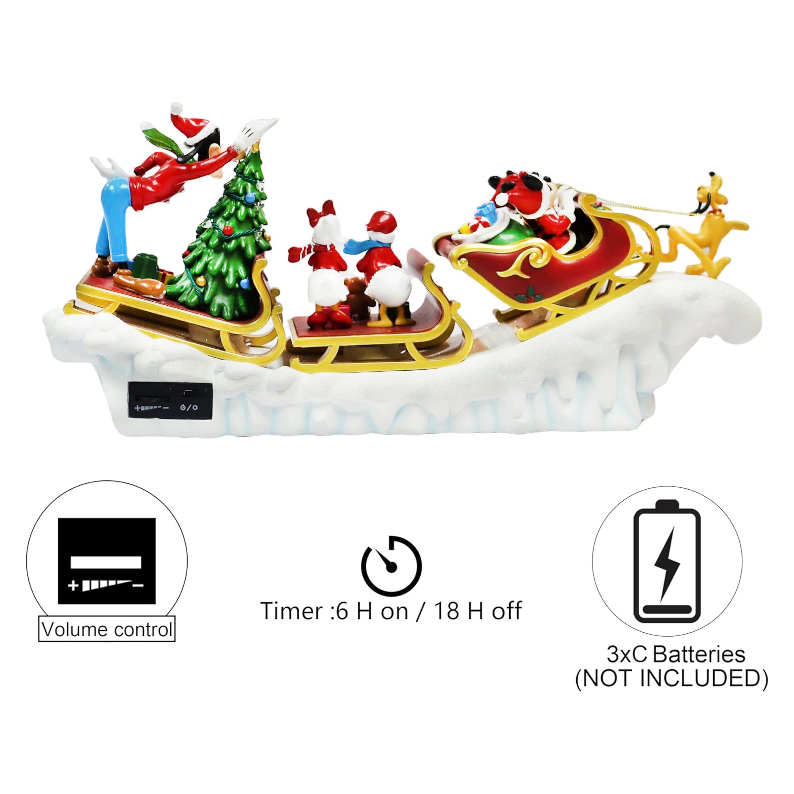 Disney Sleigh Ride Christmas Decoration 18” Hand-Painted Figurine
