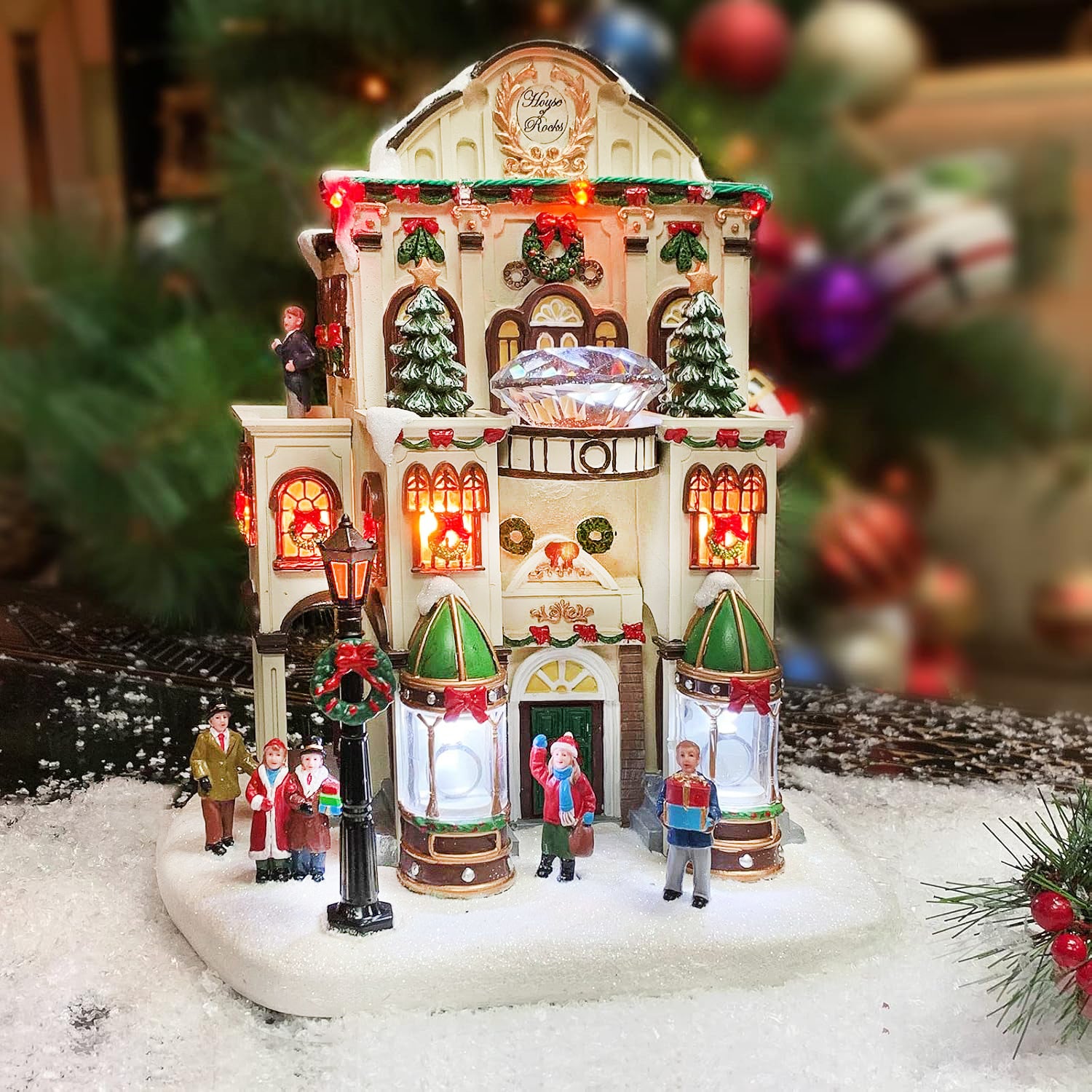 Fine Jewelry Shop Lighted Christmas Village Building with LED Lights 11”H