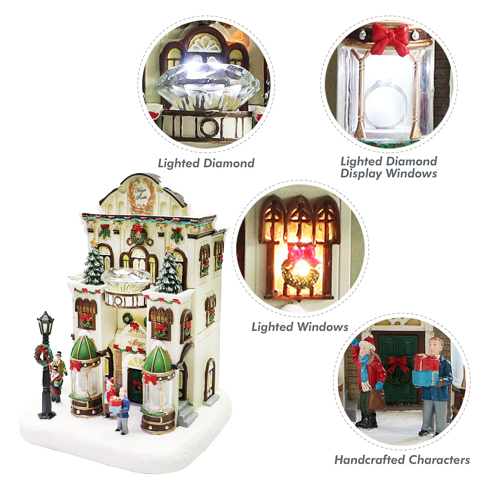 Fine Jewelry Shop Lighted Christmas Village Building with LED Lights 11”H
