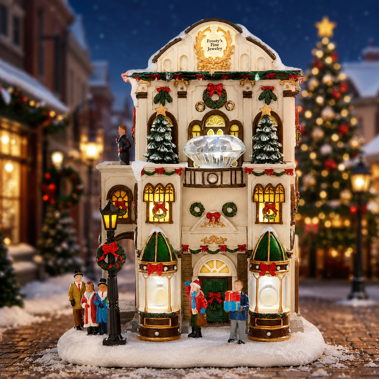 Fine Jewelry Shop Lighted Christmas Village Building with LED Lights 11”H