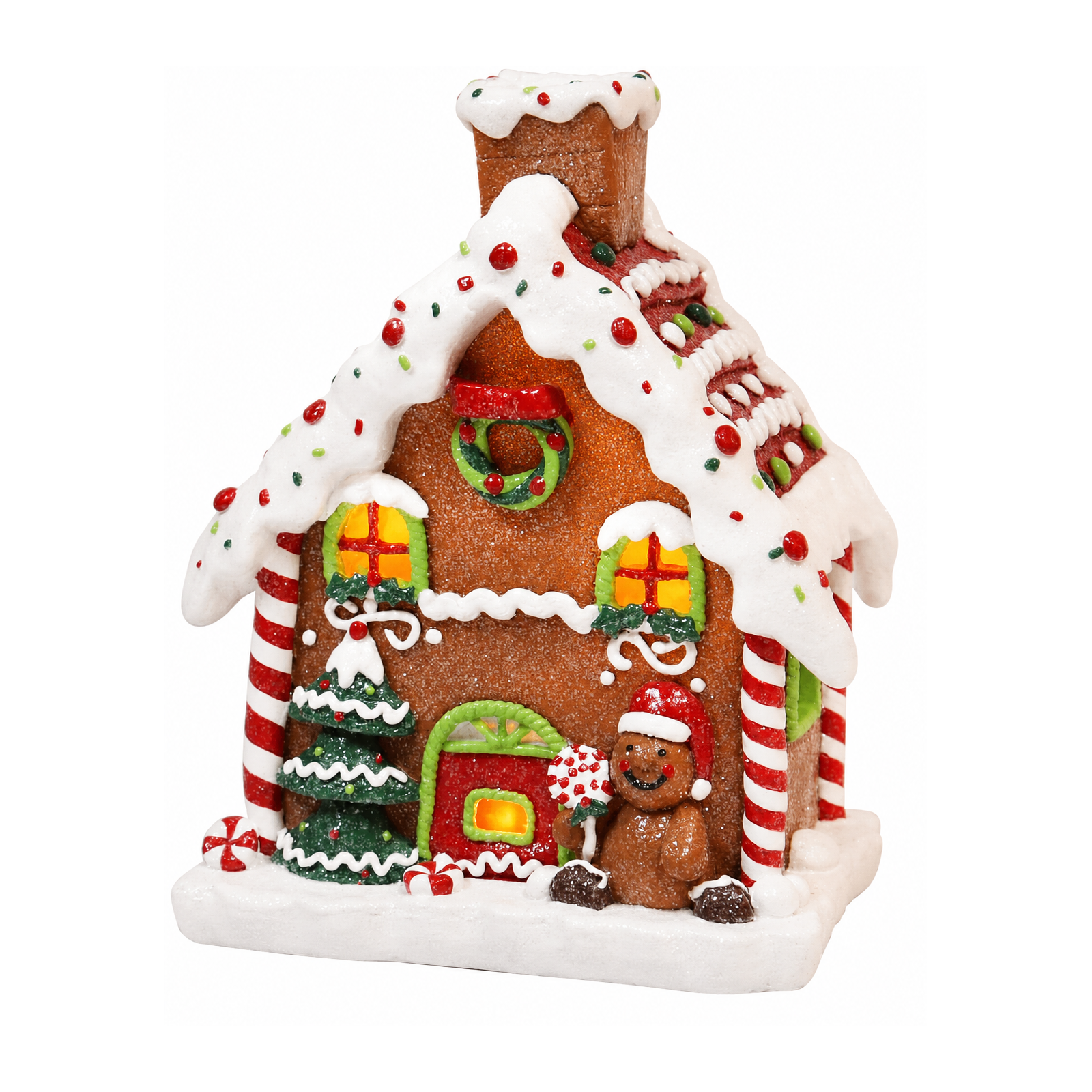 Light Up Gingerbread House 8.7”H Handcrafted Polyresin LED Christmas Decoration
