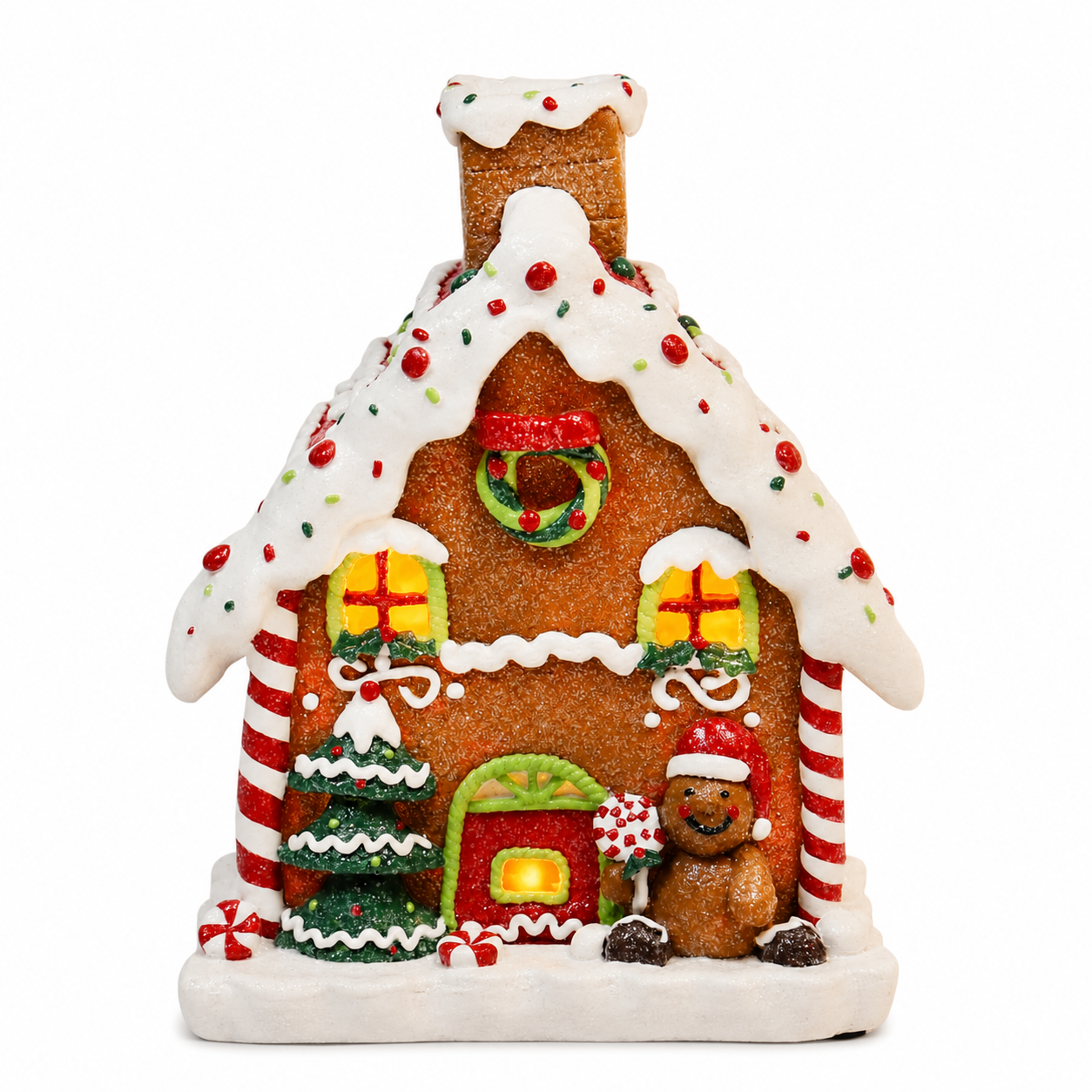 Light Up Gingerbread House 8.7”H Handcrafted Polyresin LED Christmas Decoration