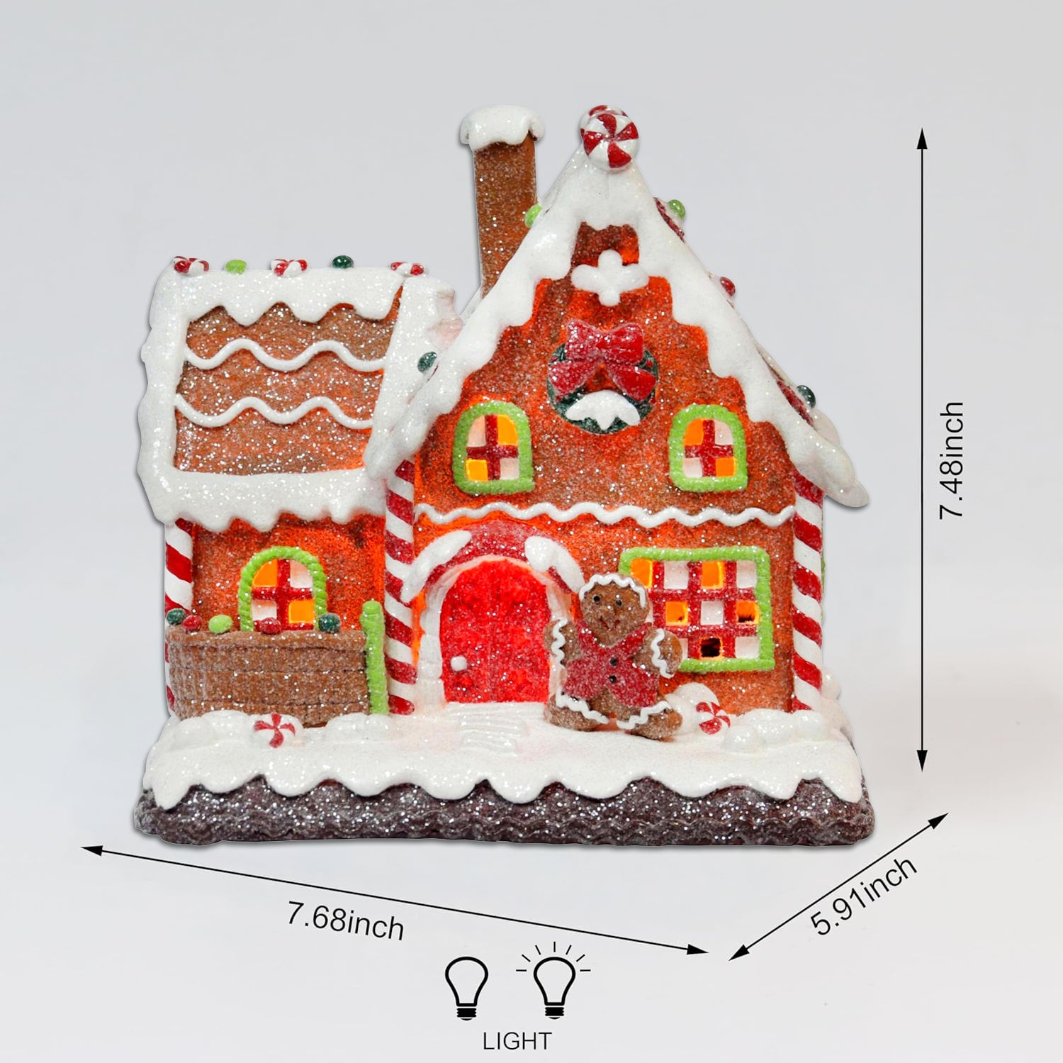 Gingerbread House Light Up Christmas Village Decoration 7.5” LED Handcrafted