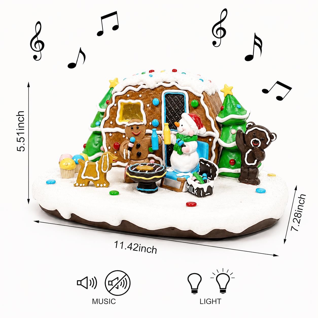 Christmas Gingerbread House Lighted Hand-Painted Resin Holiday House