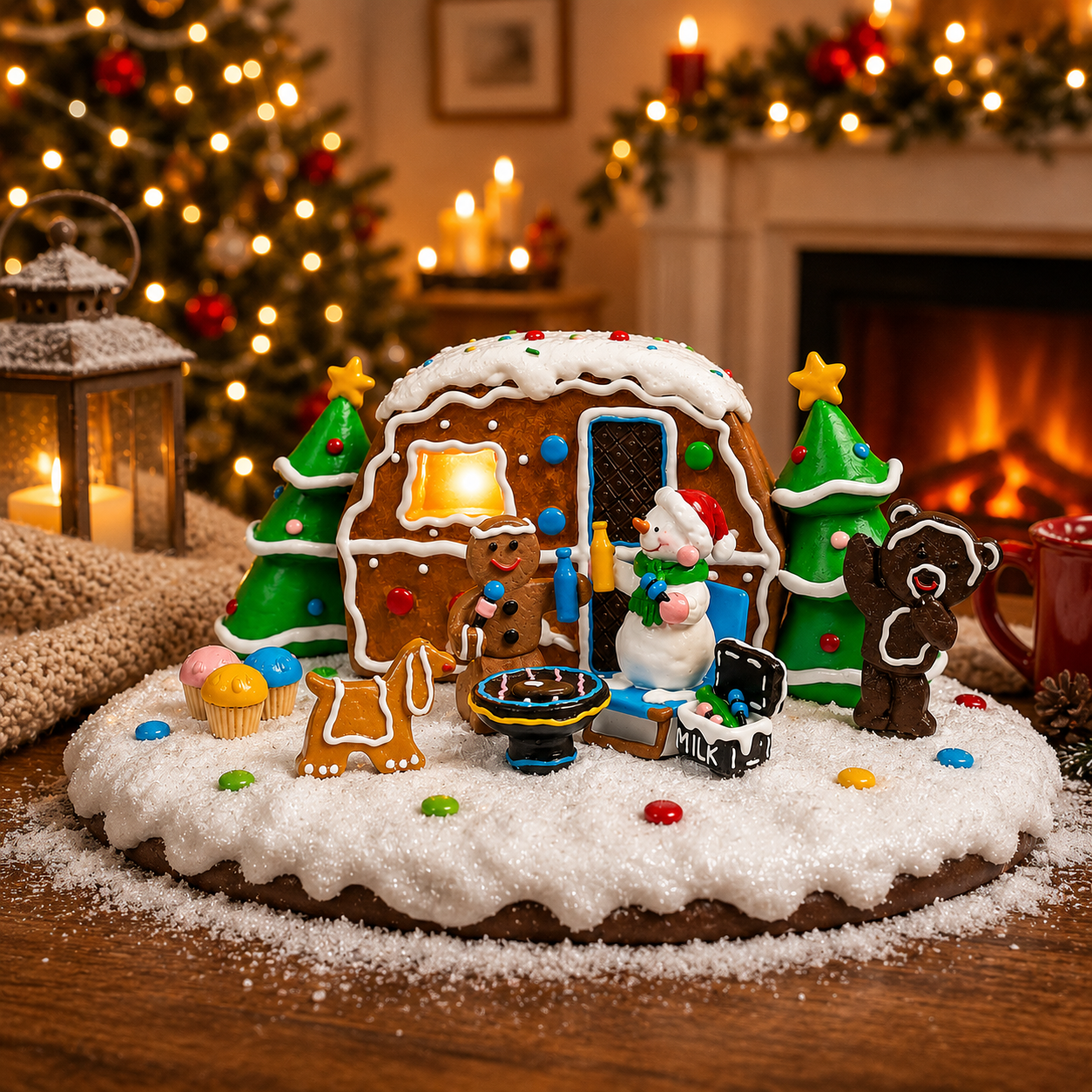 Christmas Gingerbread House Lighted Hand-Painted Resin Holiday House