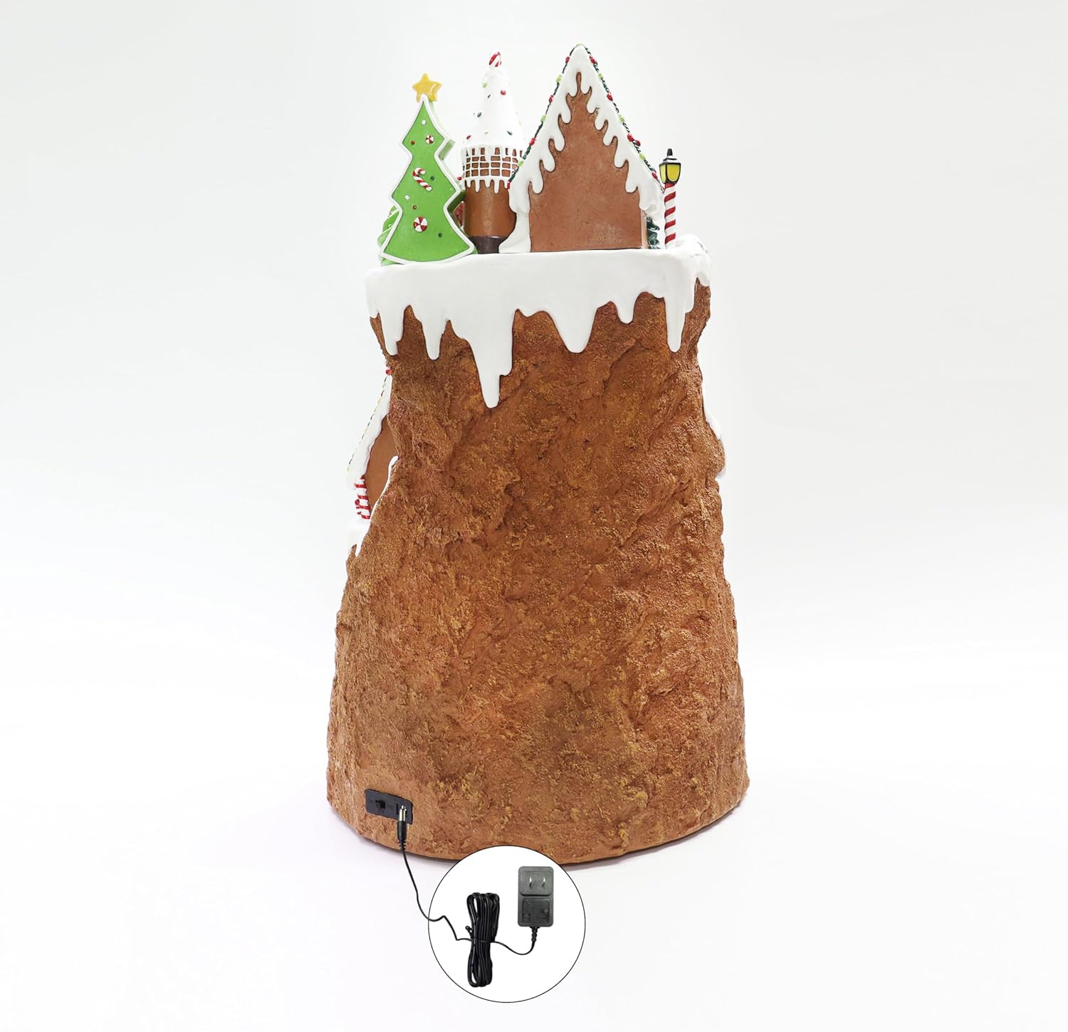 Gingerbread Mountain Christmas Village 21” Moving Train & Santa Sleigh