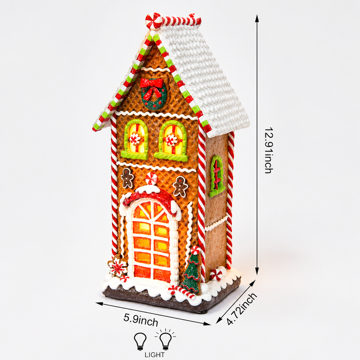 Gingerbread Village House LED Light Up Christmas Decoration 12.9” Handcrafted Holiday Decor