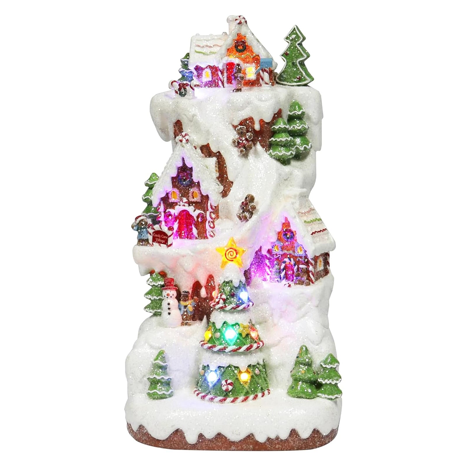 Gingerbread Village Multi-Tiered Mountain 15.75”H LED Lighted Christmas Scene Music Handcrafted