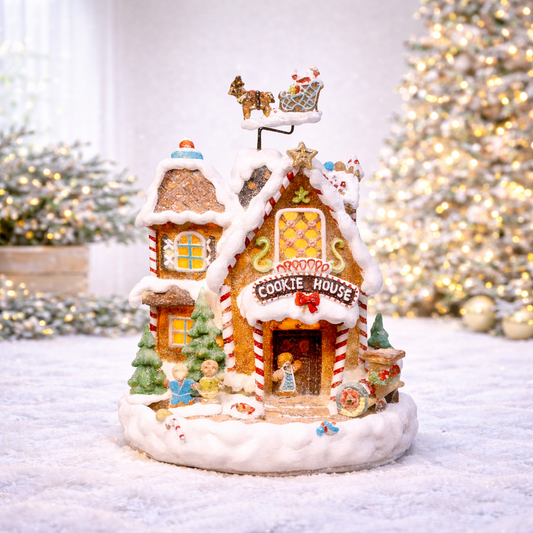 Gingerbread Cookie House Animated with Santa Sleigh
