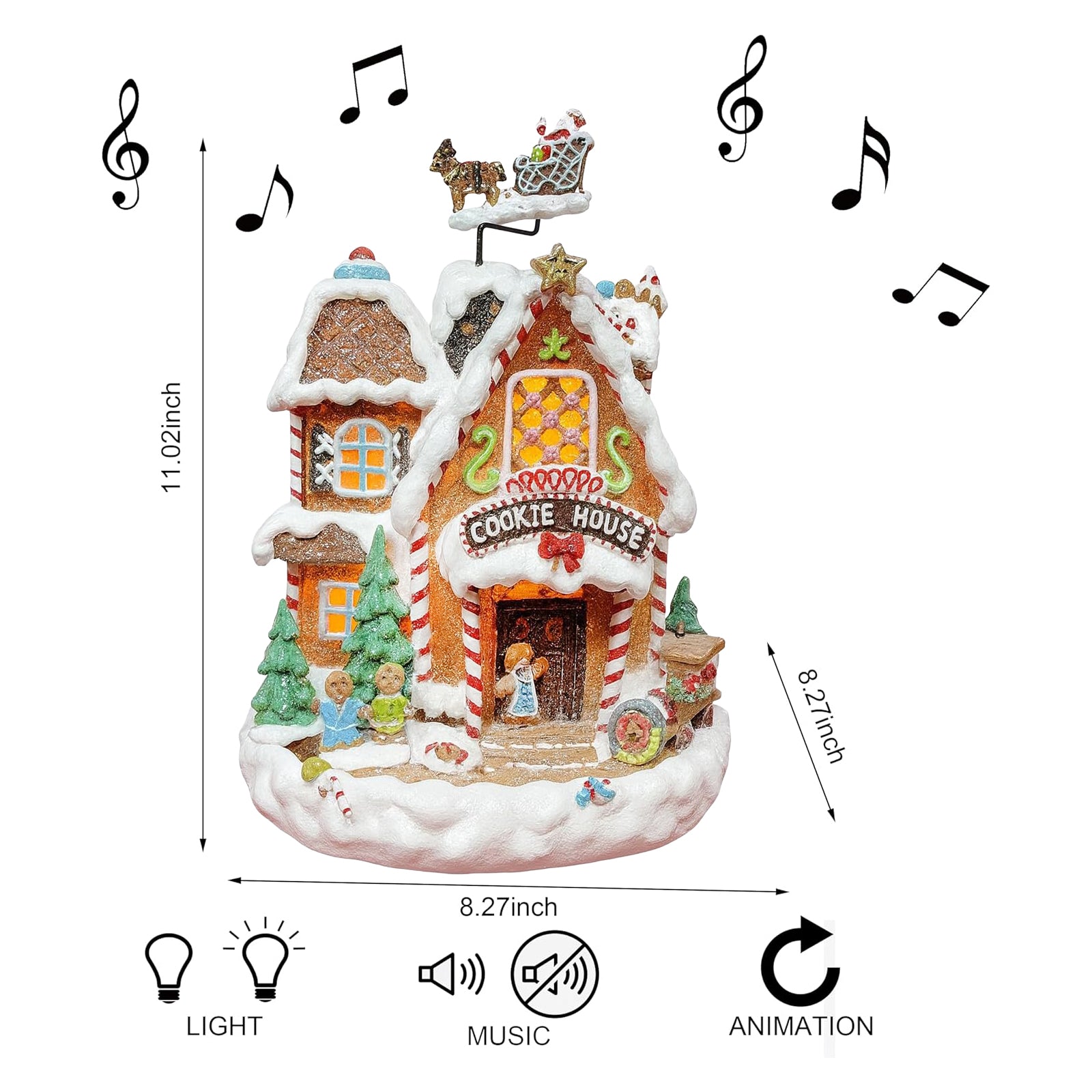 Gingerbread Cookie House Animated with Santa Sleigh
