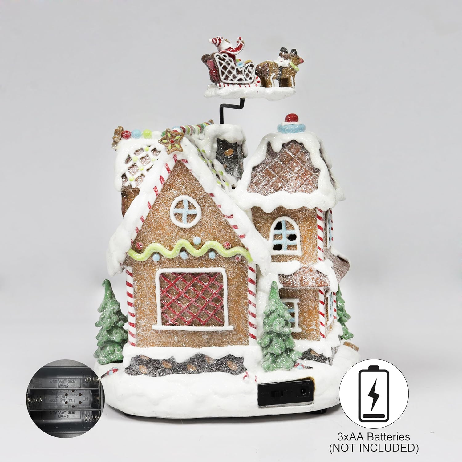 Gingerbread Cookie House Animated with Santa Sleigh