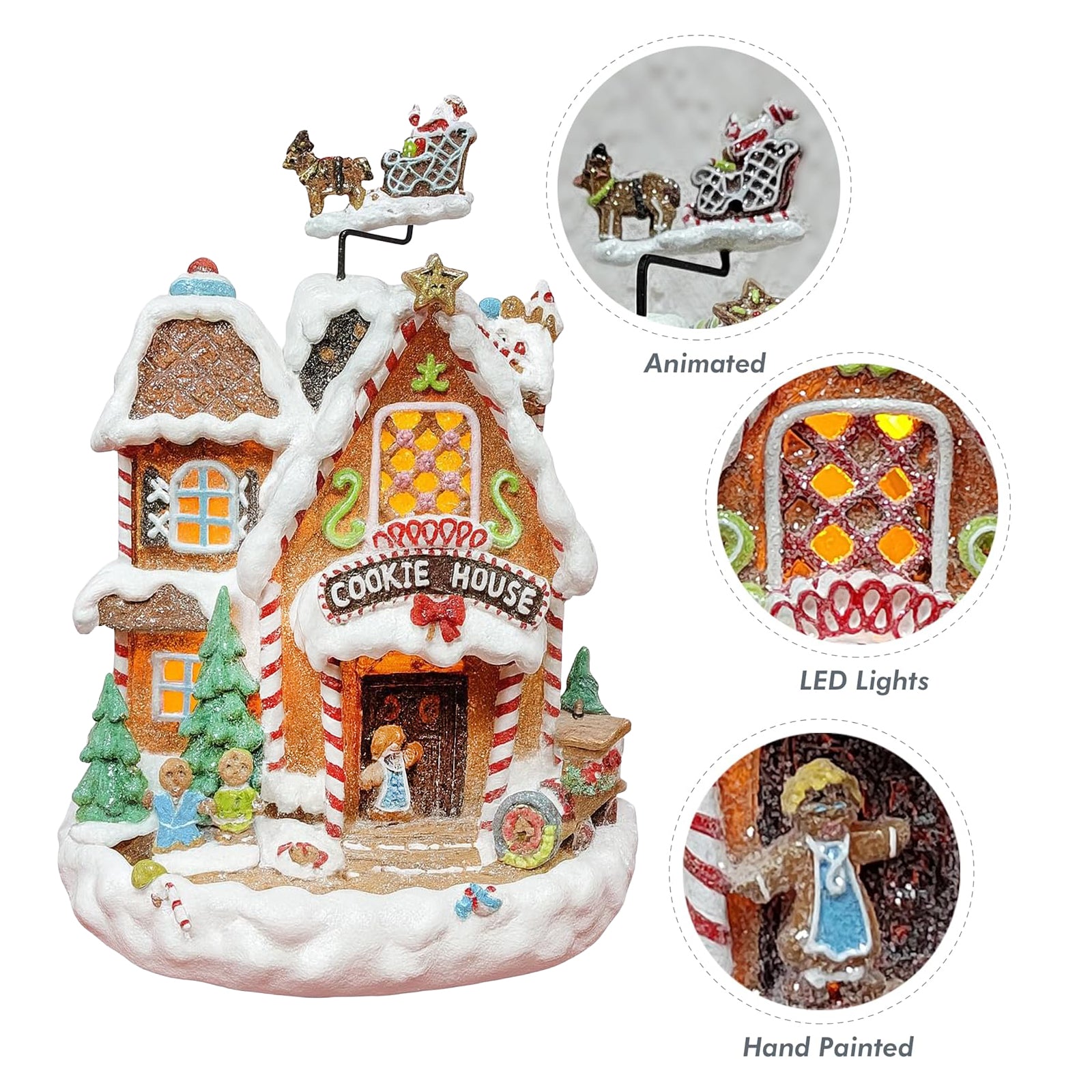 Gingerbread Cookie House Animated with Santa Sleigh