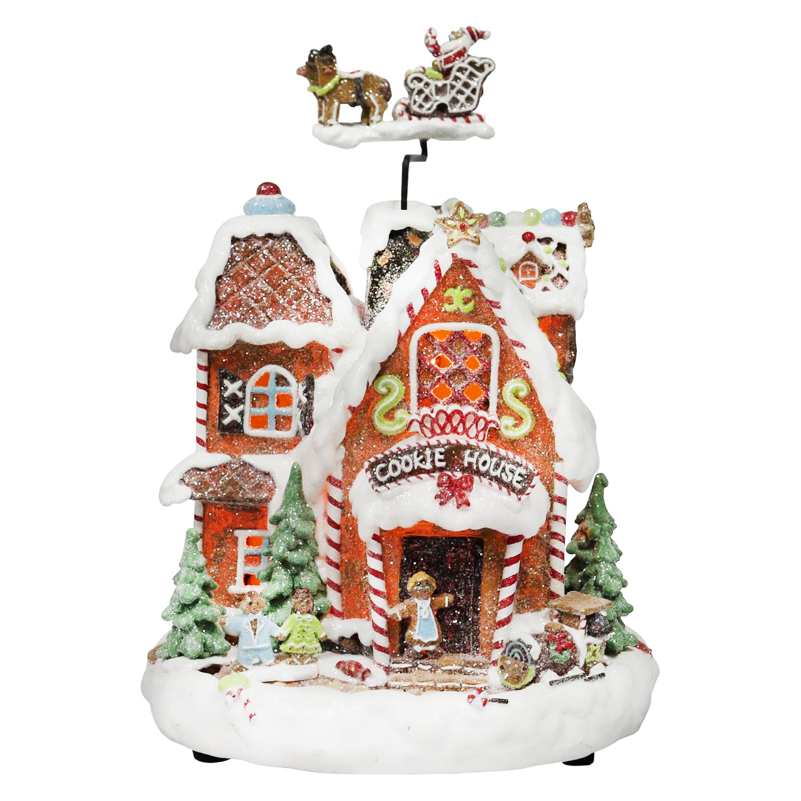 Gingerbread Cookie House Animated with Santa Sleigh