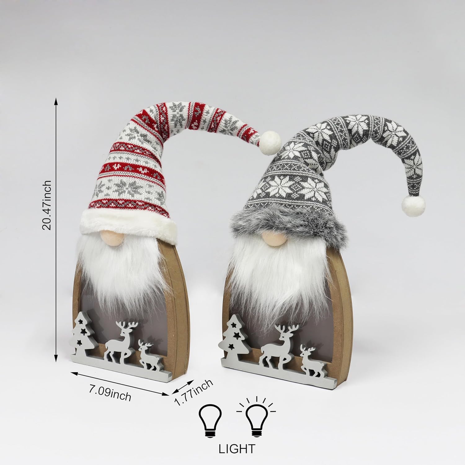 Polyester Gnomes with LED Light up Battery Operate Battery Included 2 Packs