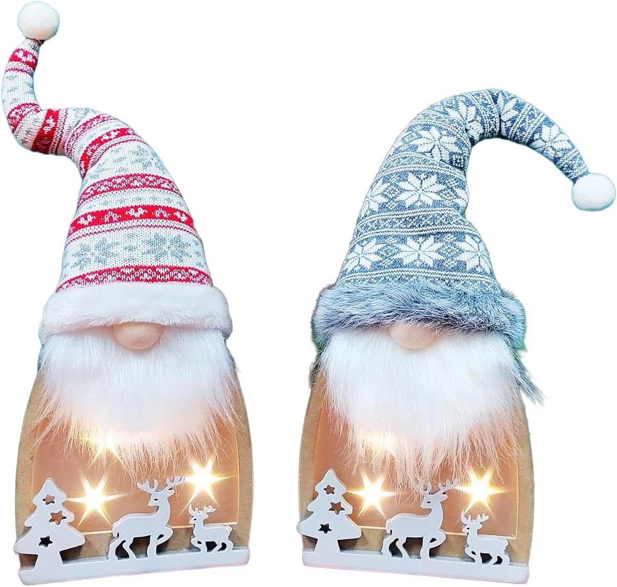 Polyester Gnomes with LED Light up Battery Operate Battery Included 2 Packs