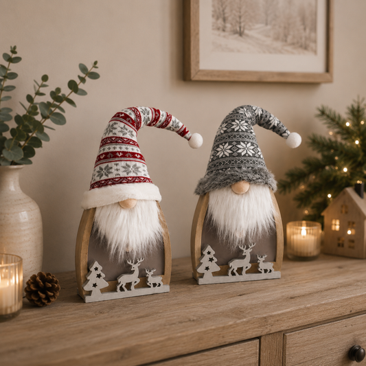 Polyester Gnomes with LED Light up Battery Operate Battery Included 2 Packs