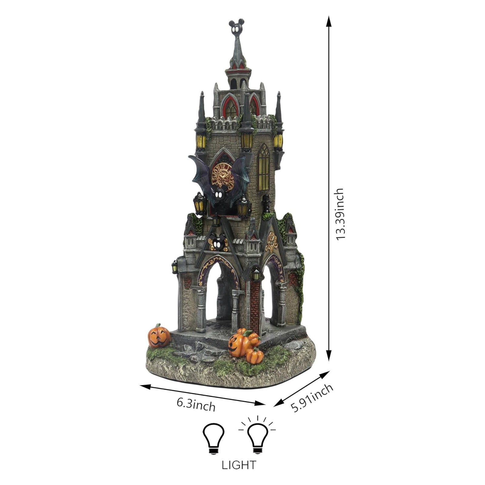Halloween Village 12-Piece LED Musical Set with Cartoon Disney Mickey Minnie Mouse Characters Handcrafted