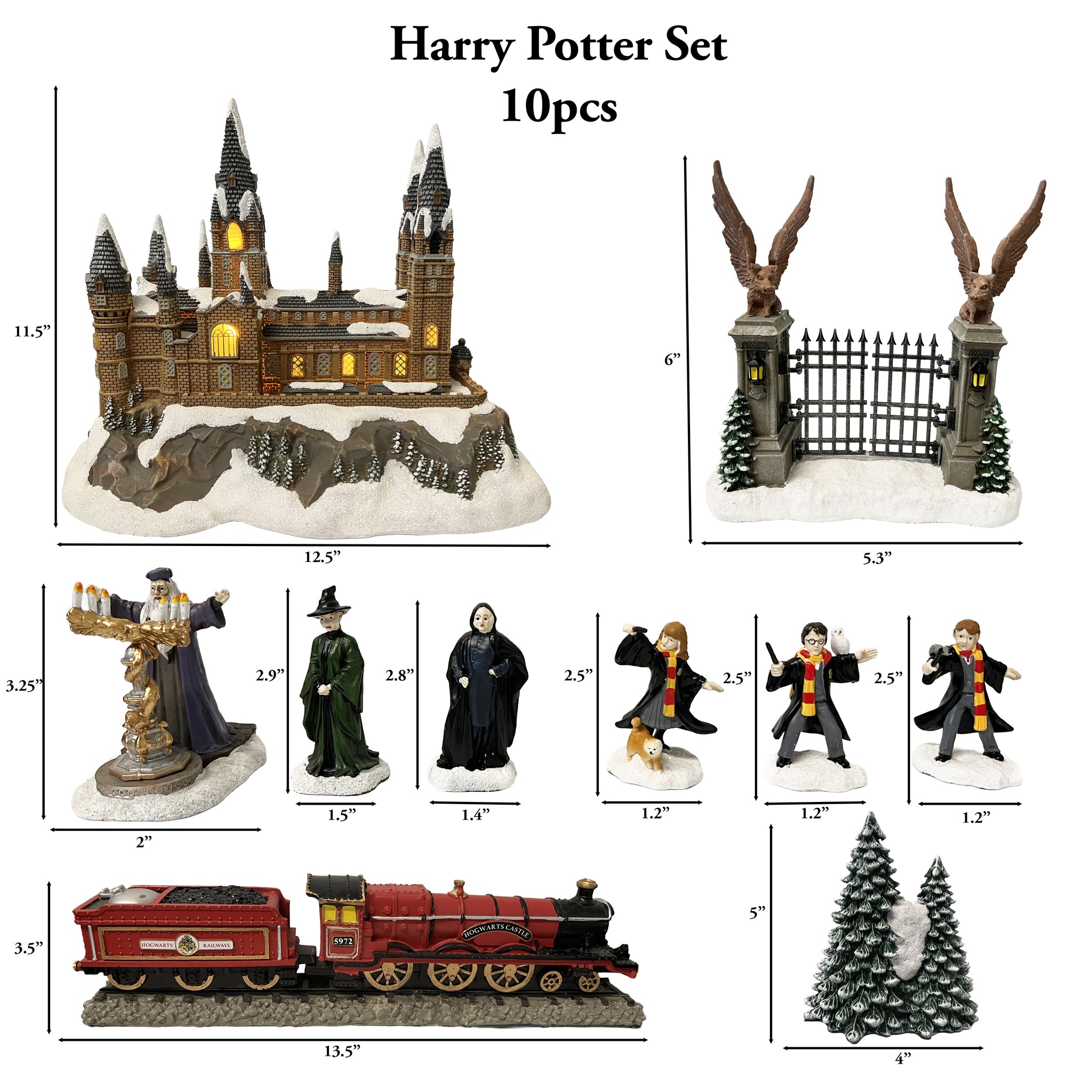 Harry Potter Hogwarts Castle Holiday Village Set 10 Pieces
