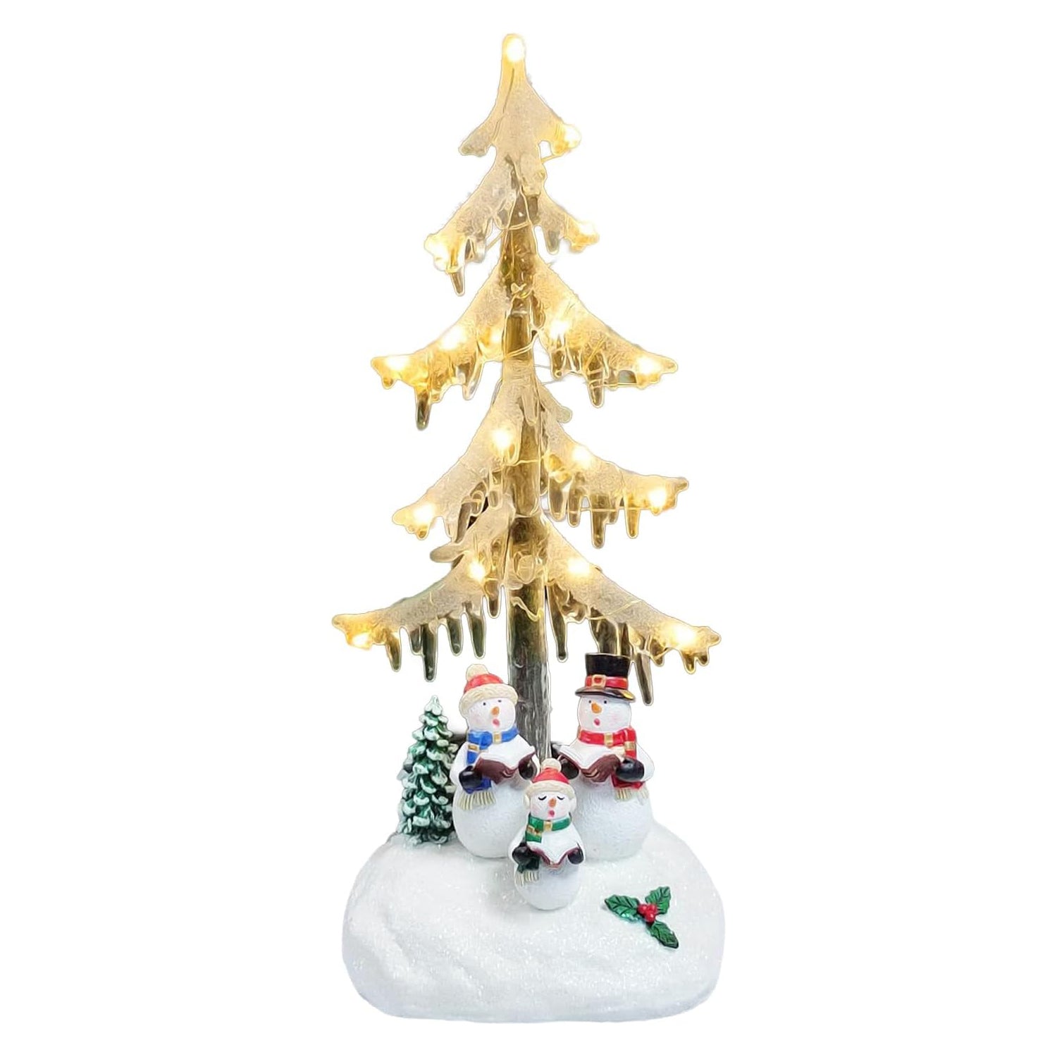 Lighted Acrylic Icicle Tree 12.99”H Snowman Choir