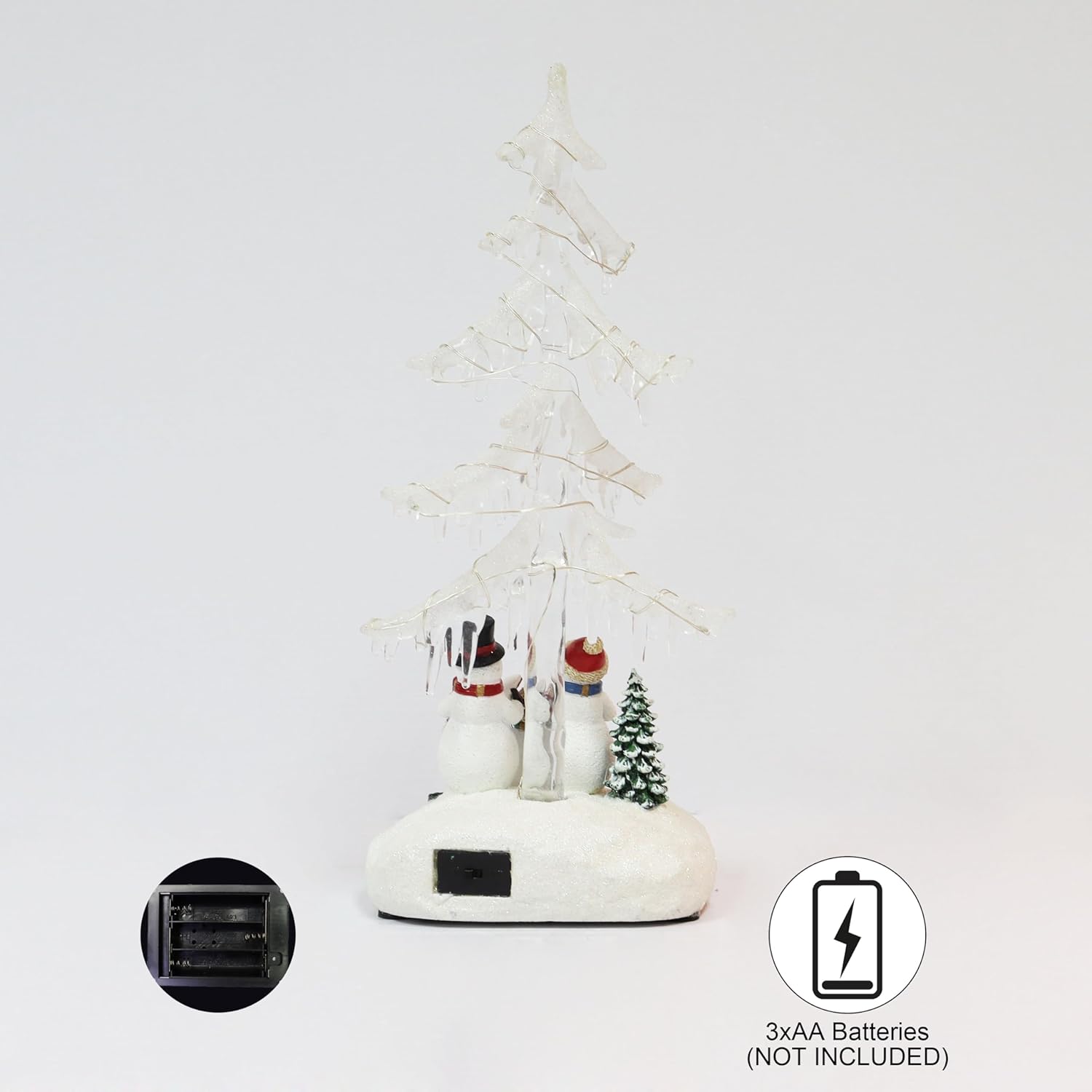 Lighted Acrylic Icicle Tree 12.99”H Snowman Choir