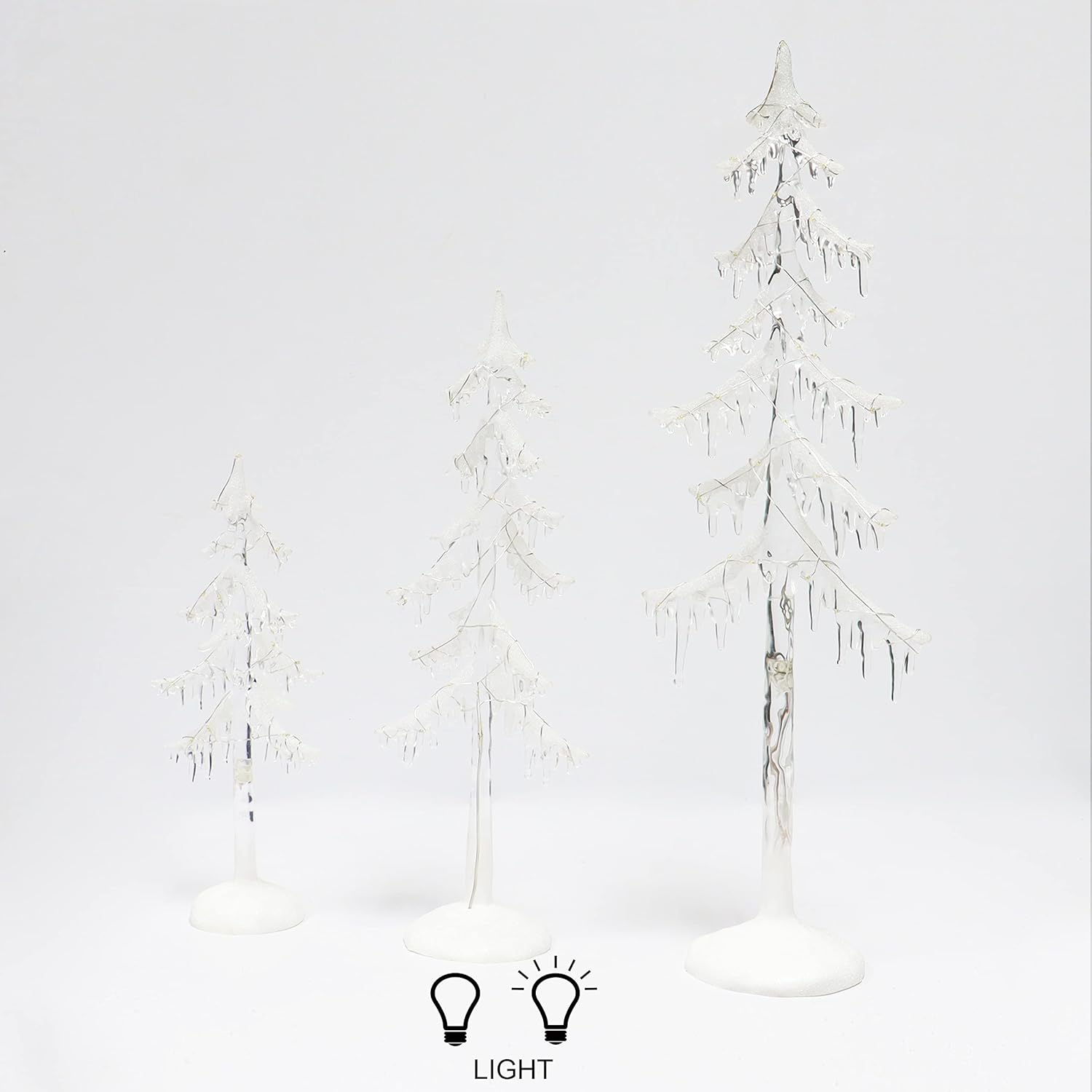 Acrylic Icicle Trees 3-Pack LED Battery Operated Light-Up 24.4