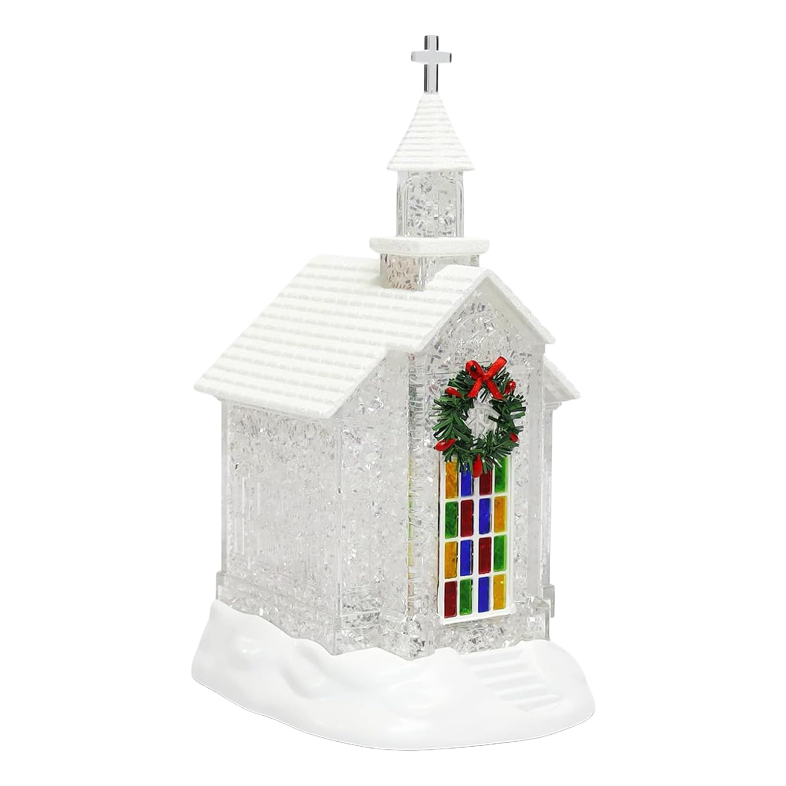 Lighted Chapel Church LED Acrylic Holiday Tabletop Decoration Glittering Crystal Church