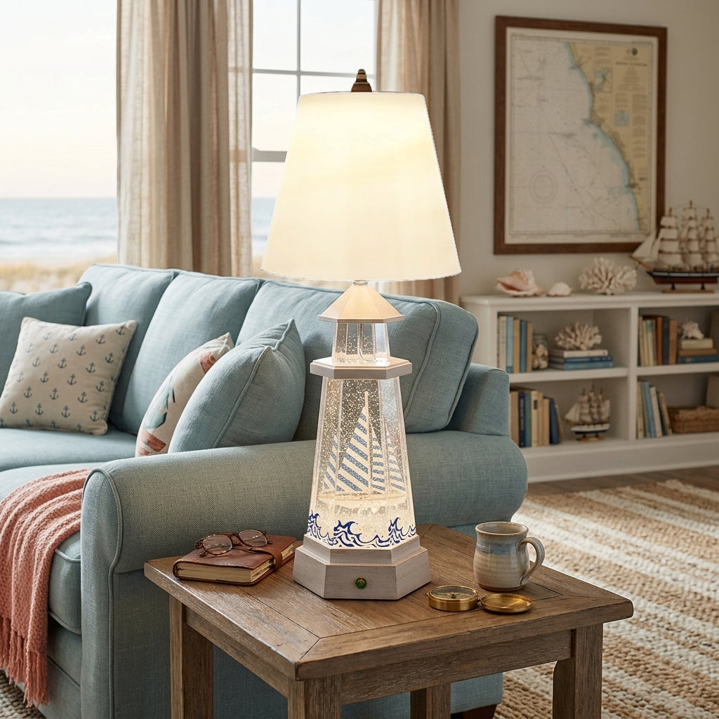 Lamp with Glitter Water Globe Dual Power Snow Globe Light