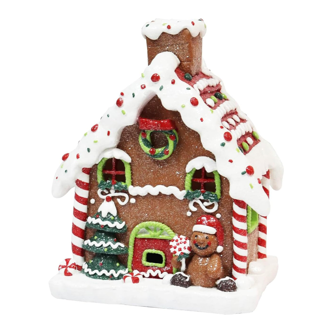 Light Up Gingerbread House 8.7”H Handcrafted Polyresin LED Christmas Decoration