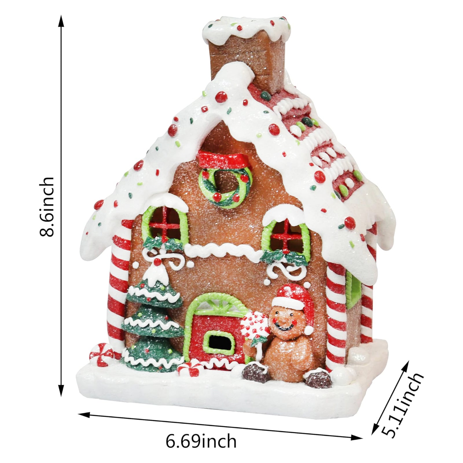 Light Up Gingerbread House 8.7”H Handcrafted Polyresin LED Christmas Decoration