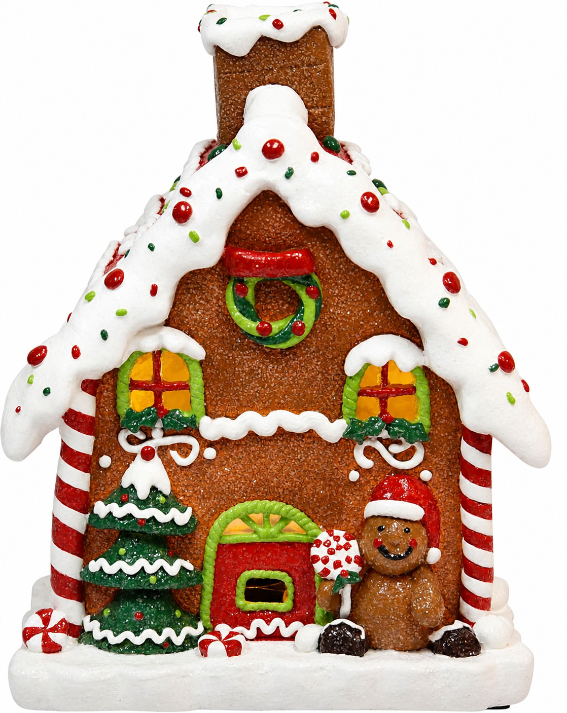 Light Up Gingerbread House 8.7”H Handcrafted Polyresin LED Christmas Decoration