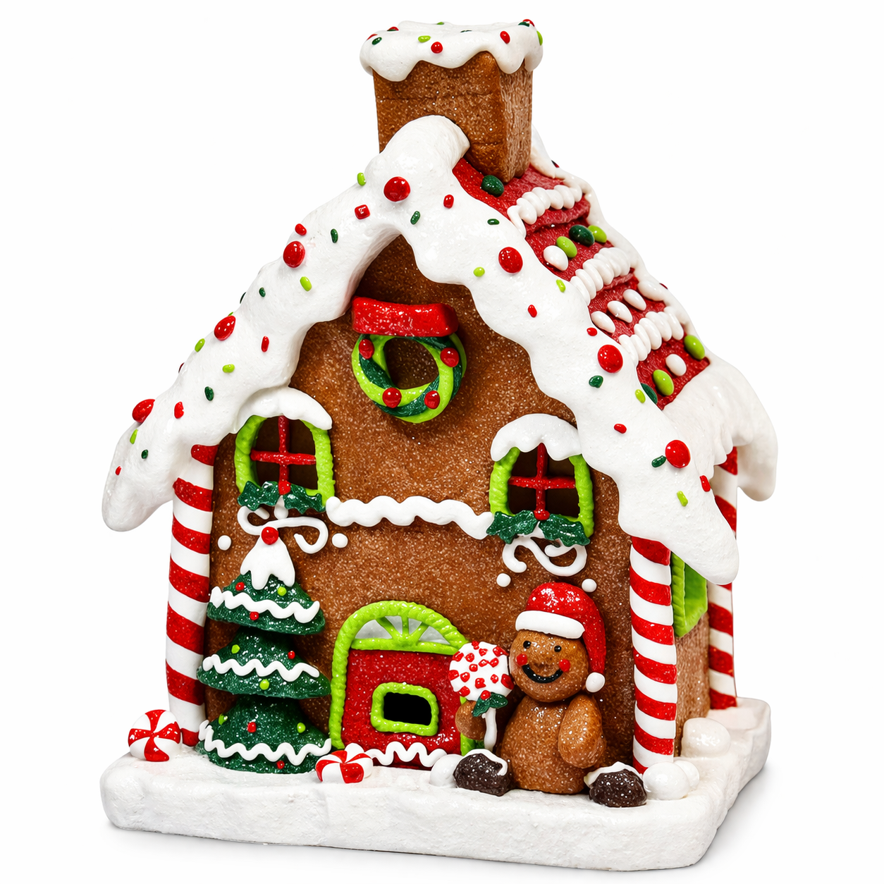 Light Up Gingerbread House 8.7”H Handcrafted Polyresin LED Christmas Decoration
