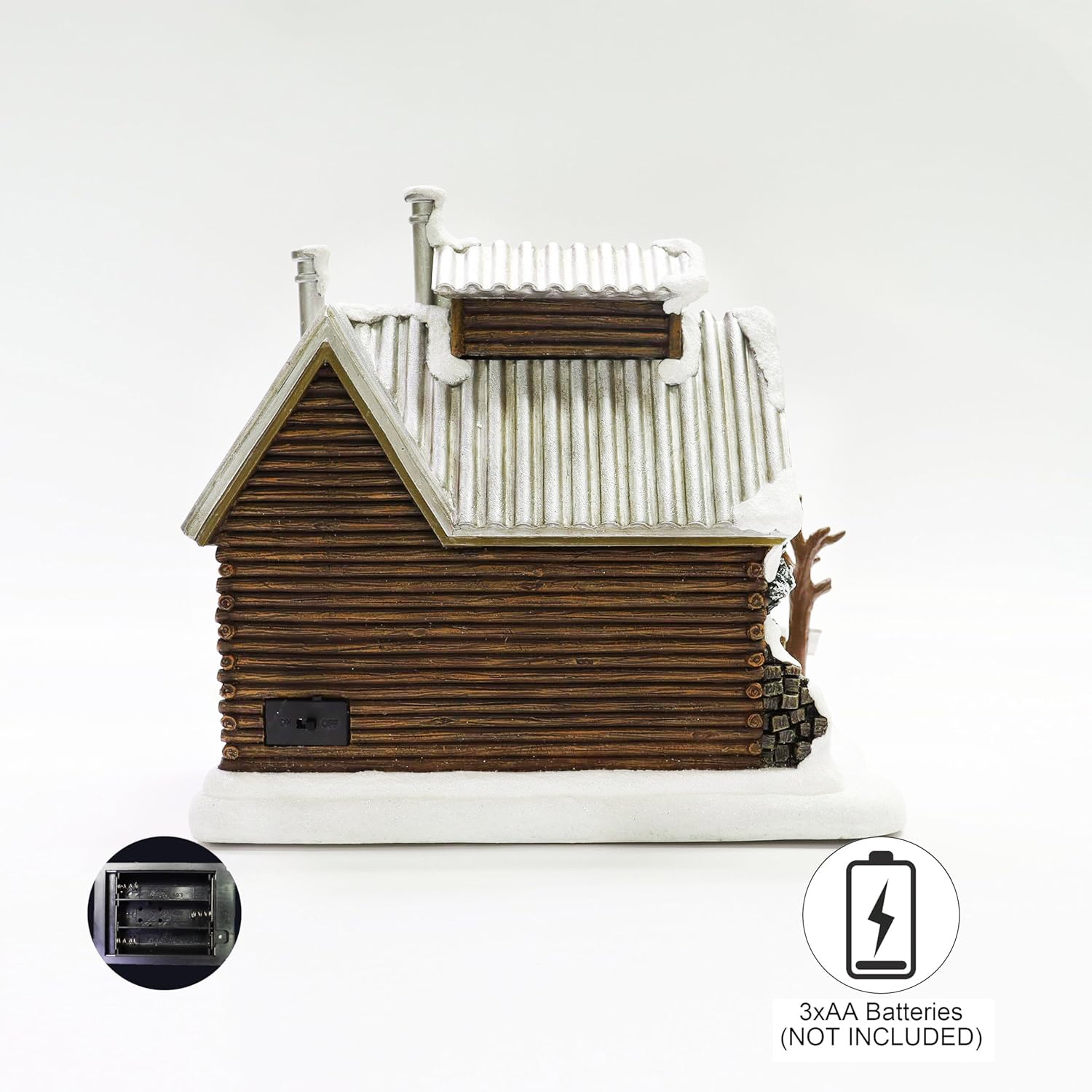 Sugar Shack Christmas Village House Hand-Painted Polyresin Cabin Scene with Horse & Dog, Winter Holiday Décor