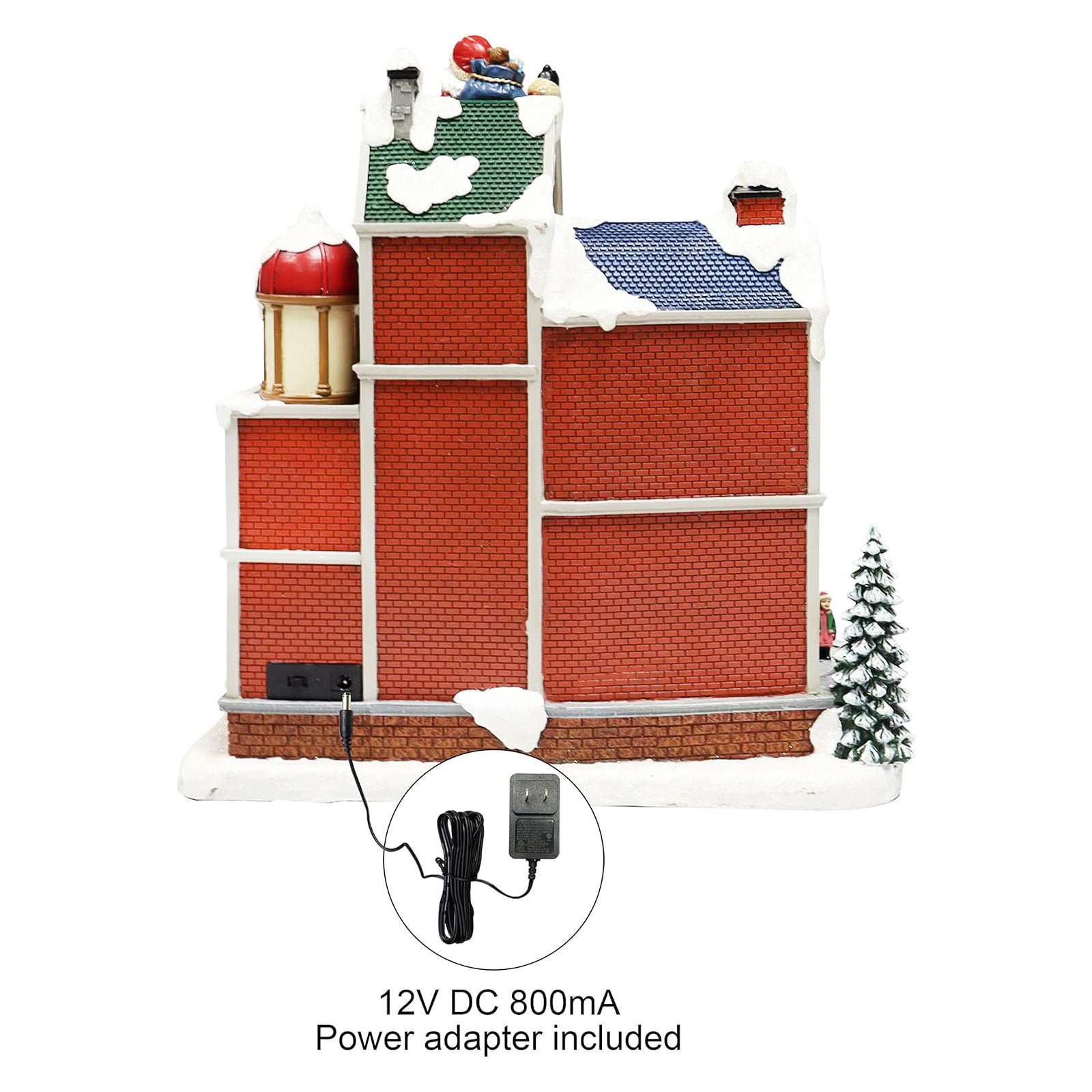 Lighted Christmas Village House Supermarket and Shops Animated Holiday Scene