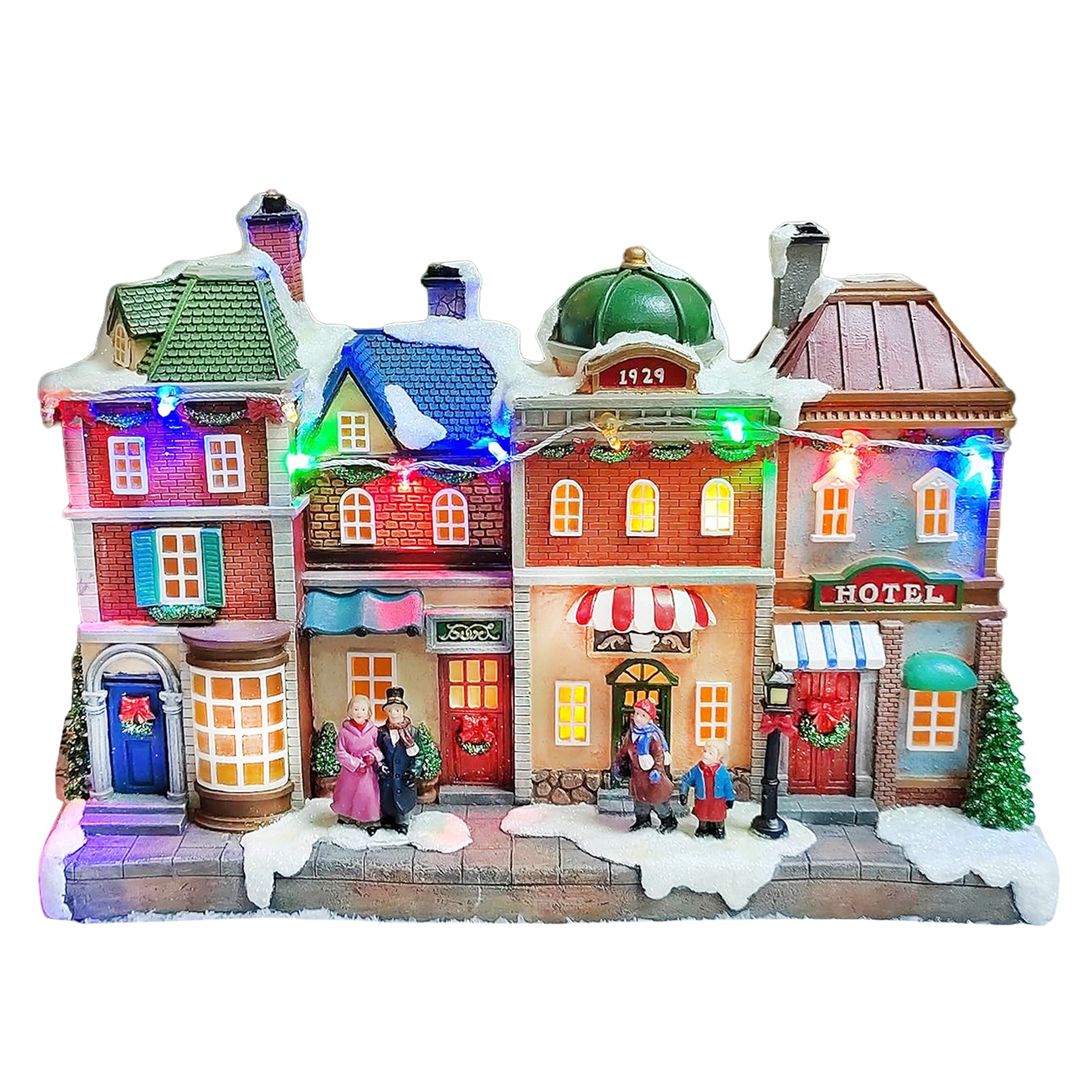 Lighted Christmas Village Street Scene 1929 Townhouse LED Musical Holiday Village