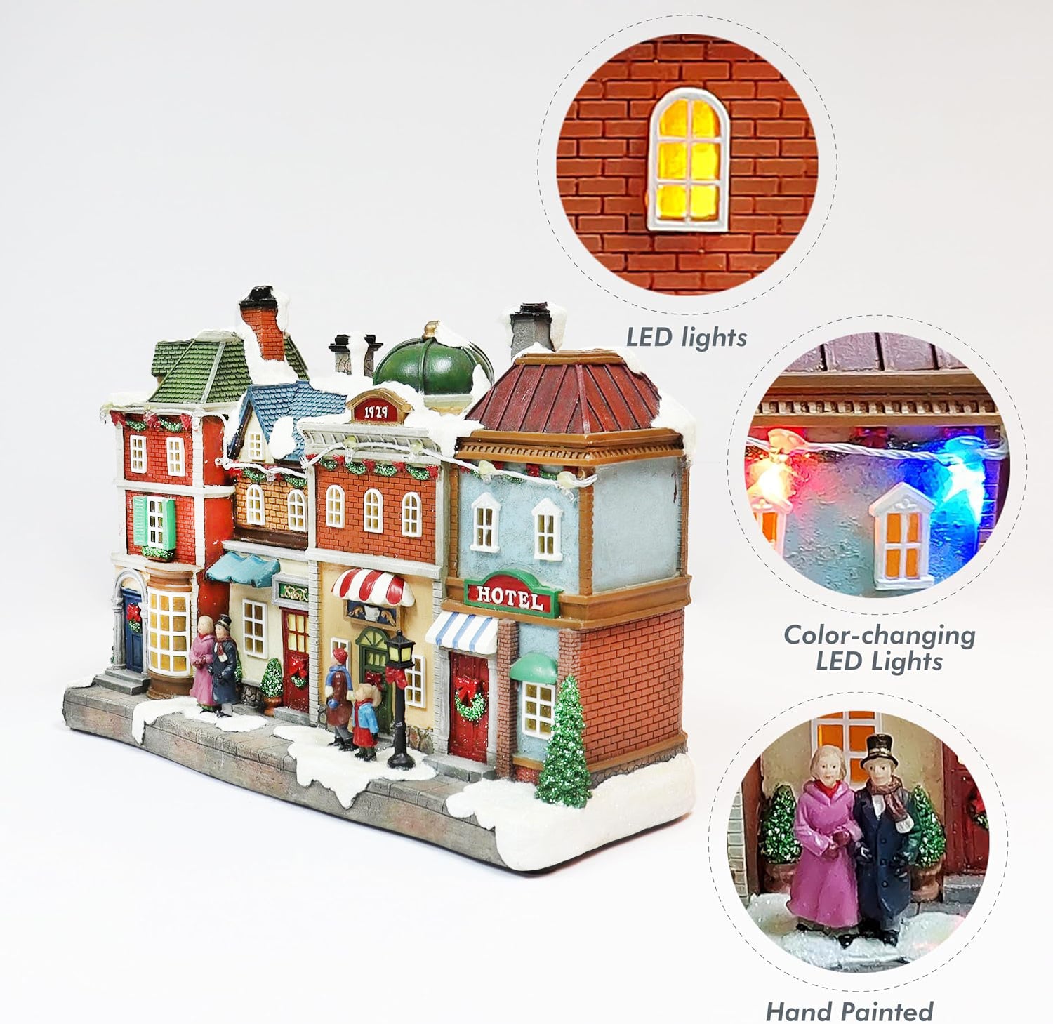 Lighted Christmas Village Street Scene 1929 Townhouse LED Musical Holiday Village